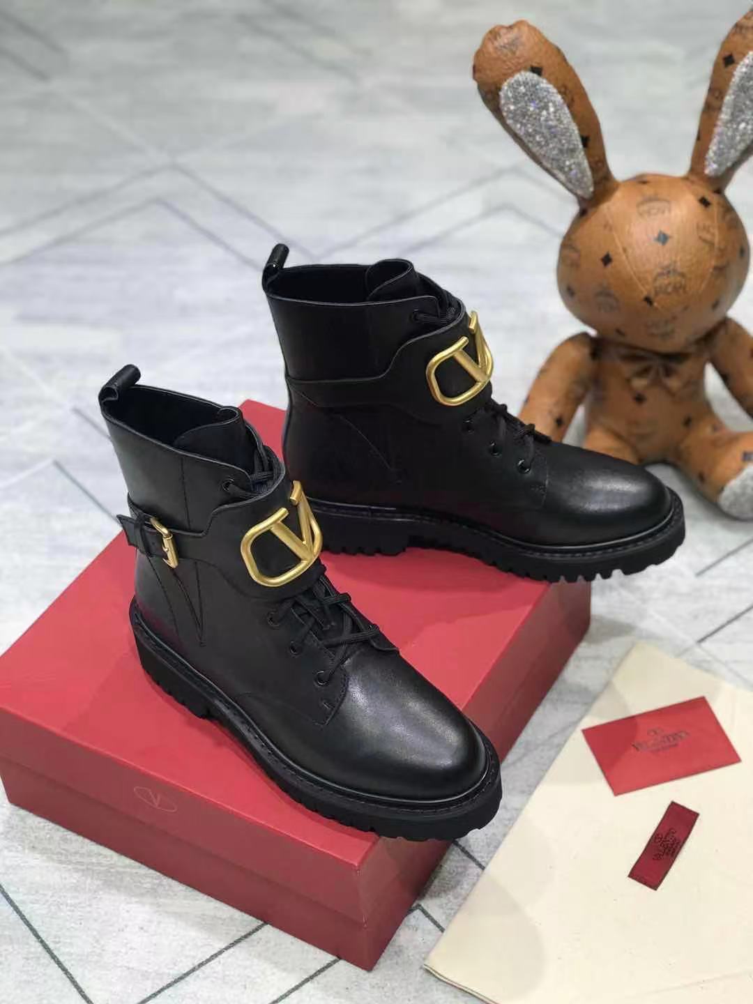 Vlogo Signature Combat Boot 35mm Black Calfskin