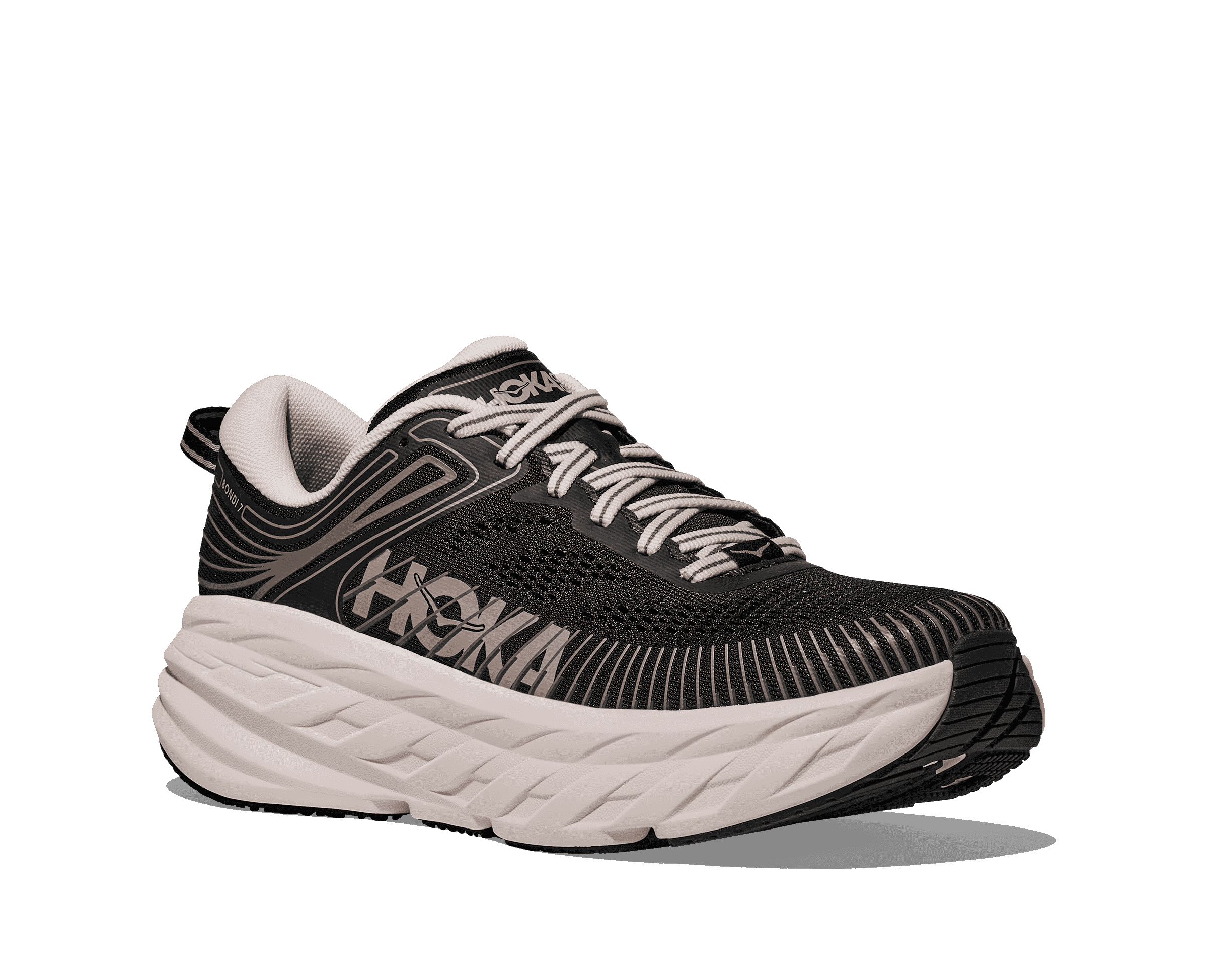 HOKA Women's Bondi 7 - BLACK / ROSE CREAM