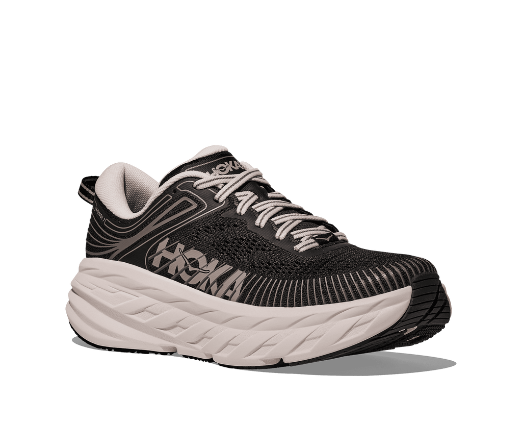 HOKA Women's Bondi 7 - BLACK / ROSE CREAM