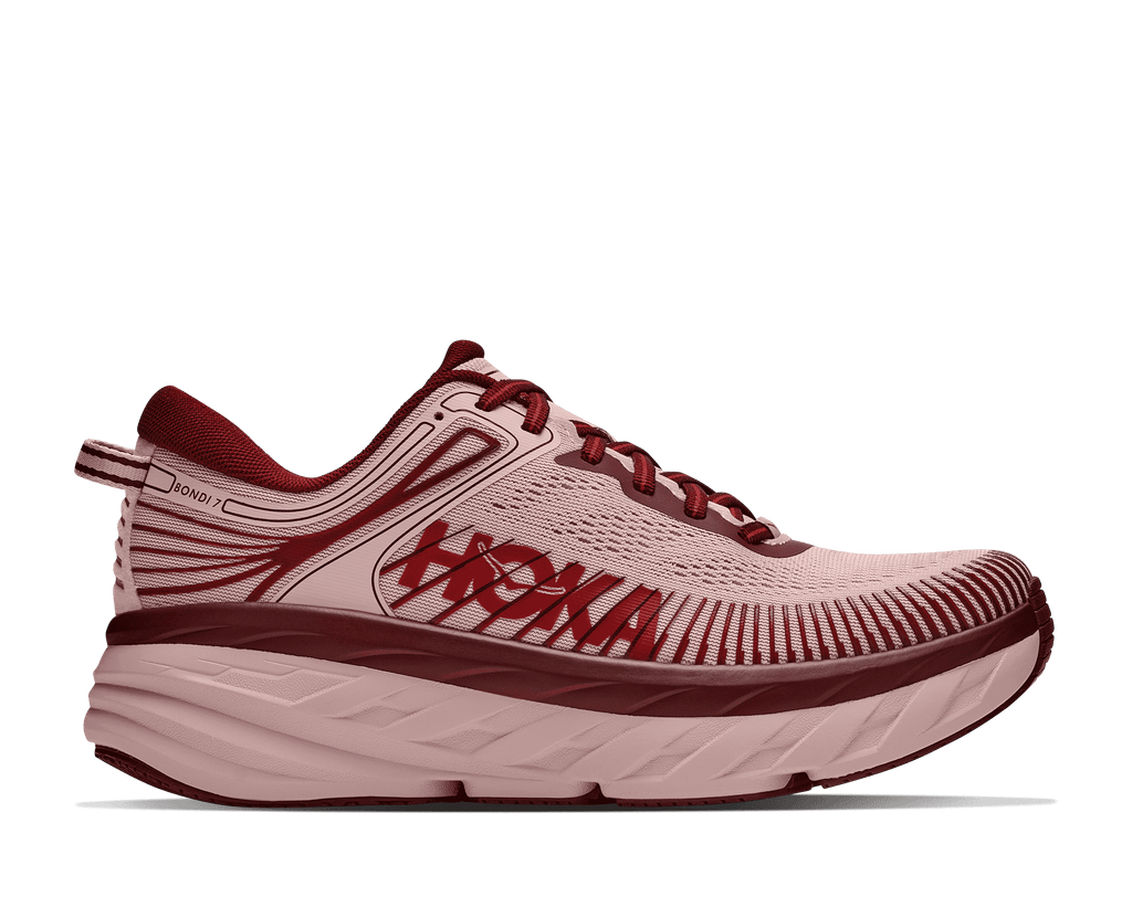 HOKA Women's Bondi 7 - PINK OPAL / VARSITY BURGUNDY