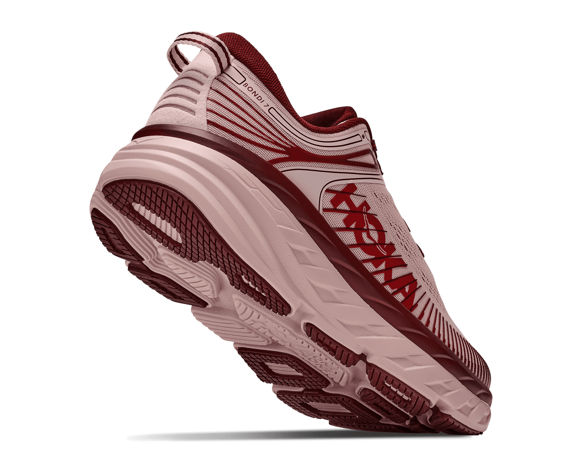 HOKA Women's Bondi 7 - PINK OPAL / VARSITY BURGUNDY