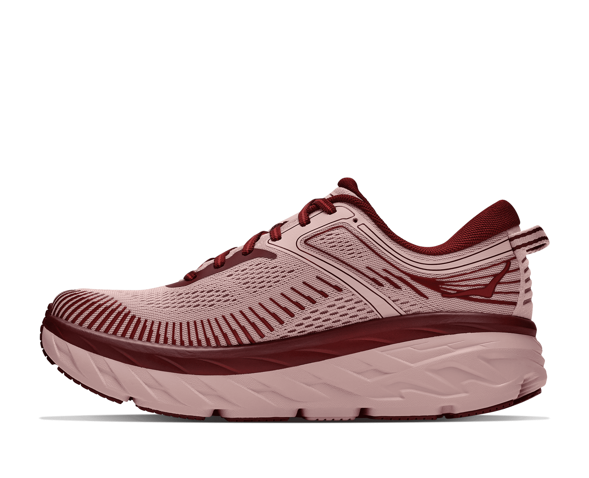 HOKA Women's Bondi 7 - PINK OPAL / VARSITY BURGUNDY