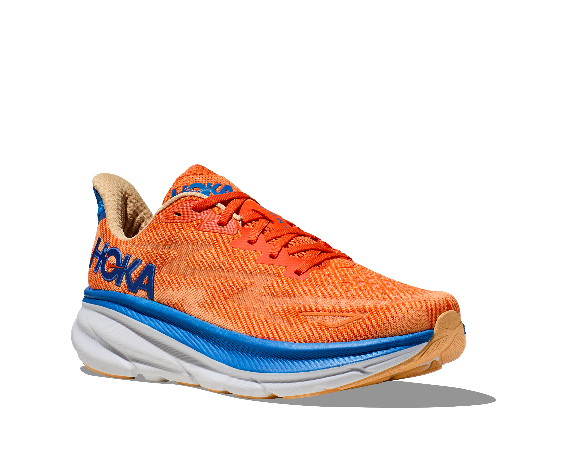 Hoka Mens Clifton 9 Wide - Vibrant Orange/Impala (1132210-VOIM)