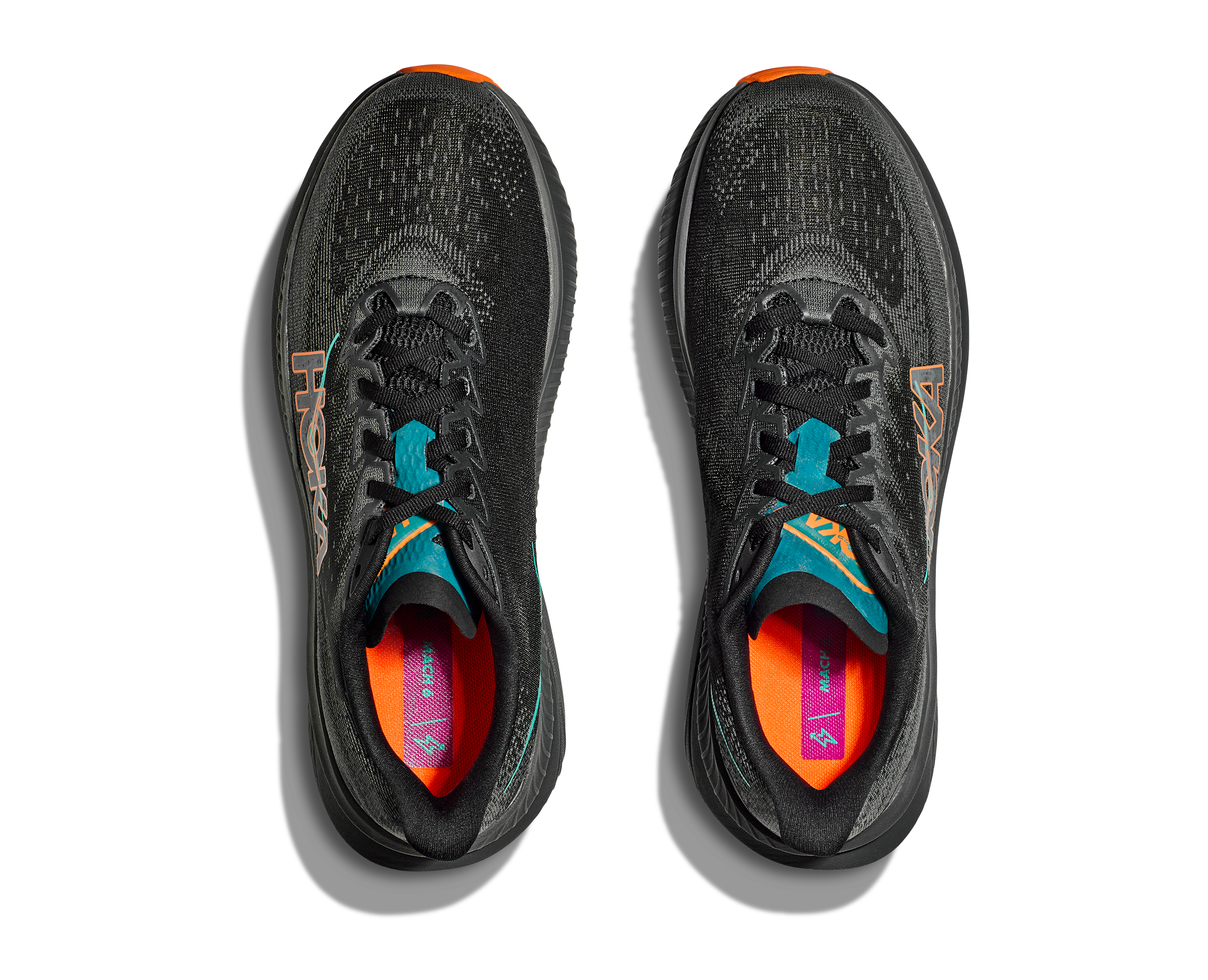 HOKA Men's Mach 6 - BLACK / ELECTRIC TANGERINE