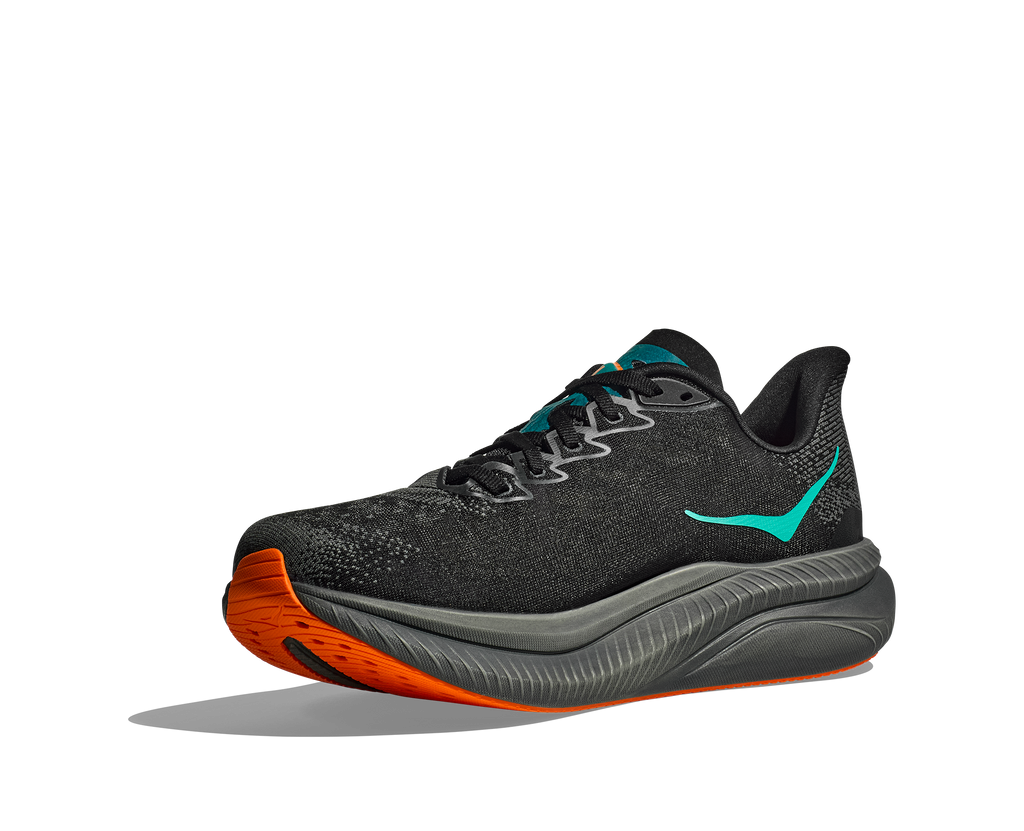 HOKA Men's Mach 6 - BLACK / ELECTRIC TANGERINE