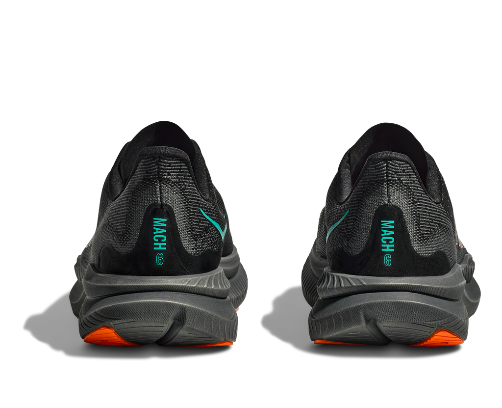 HOKA Men's Mach 6 - BLACK / ELECTRIC TANGERINE