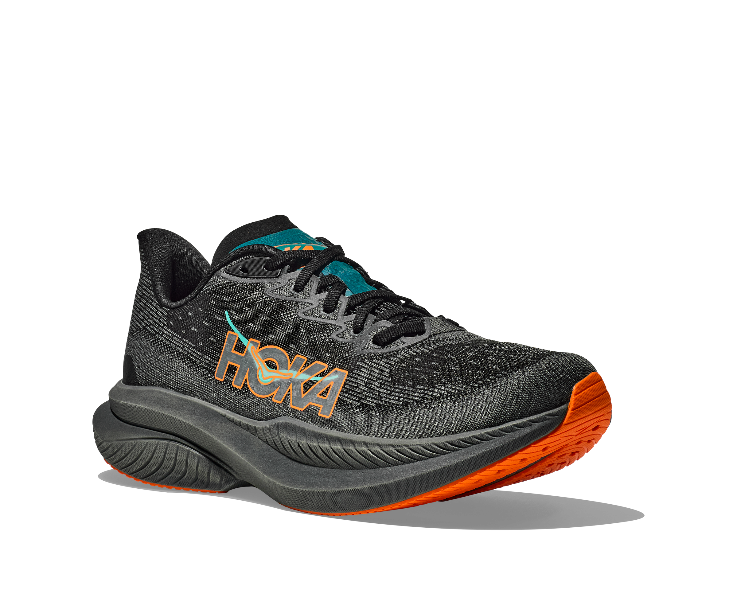 HOKA Men's Mach 6 - BLACK / ELECTRIC TANGERINE