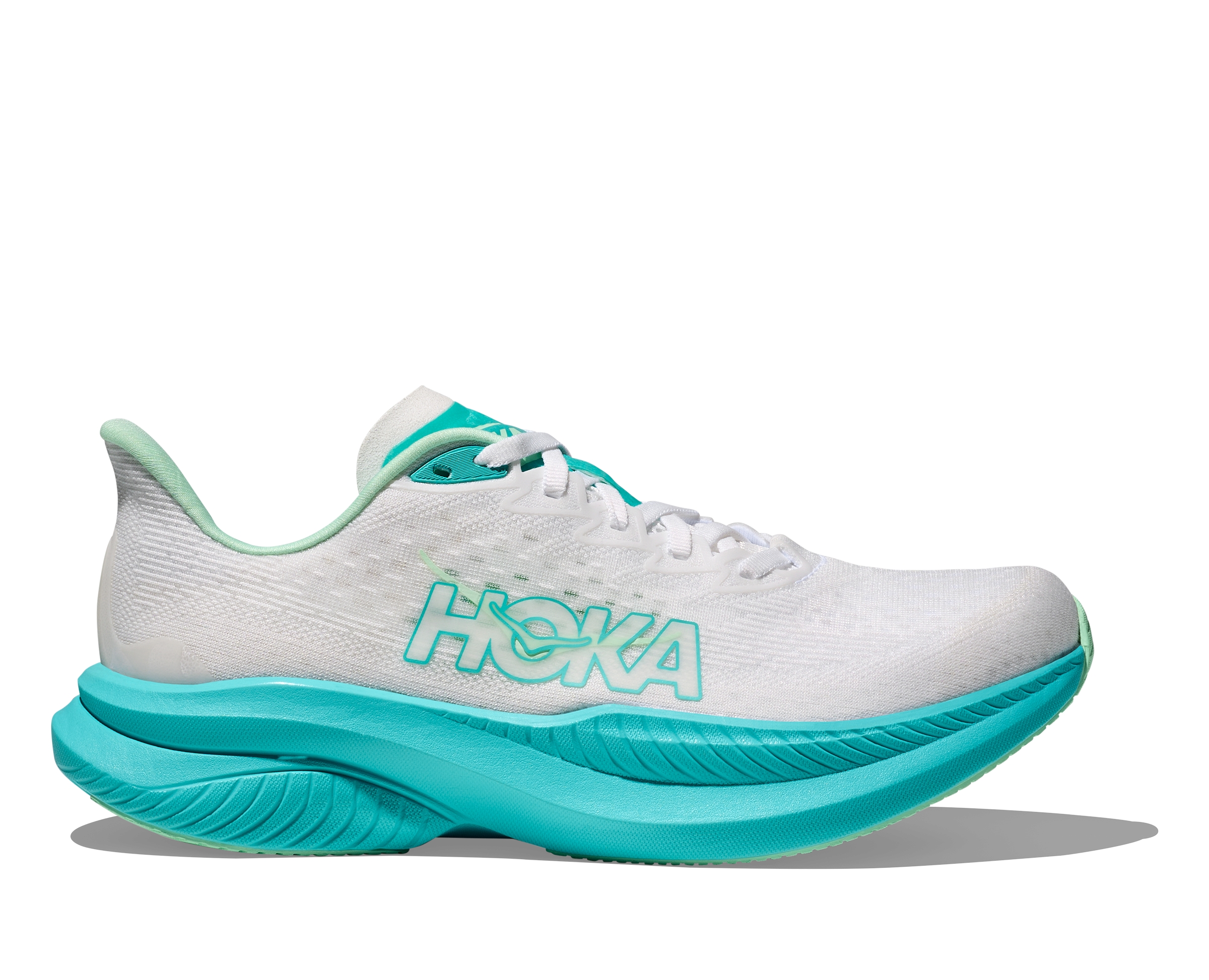 HOKA Women's Mach 6 - WHITE / CIELO BLUE