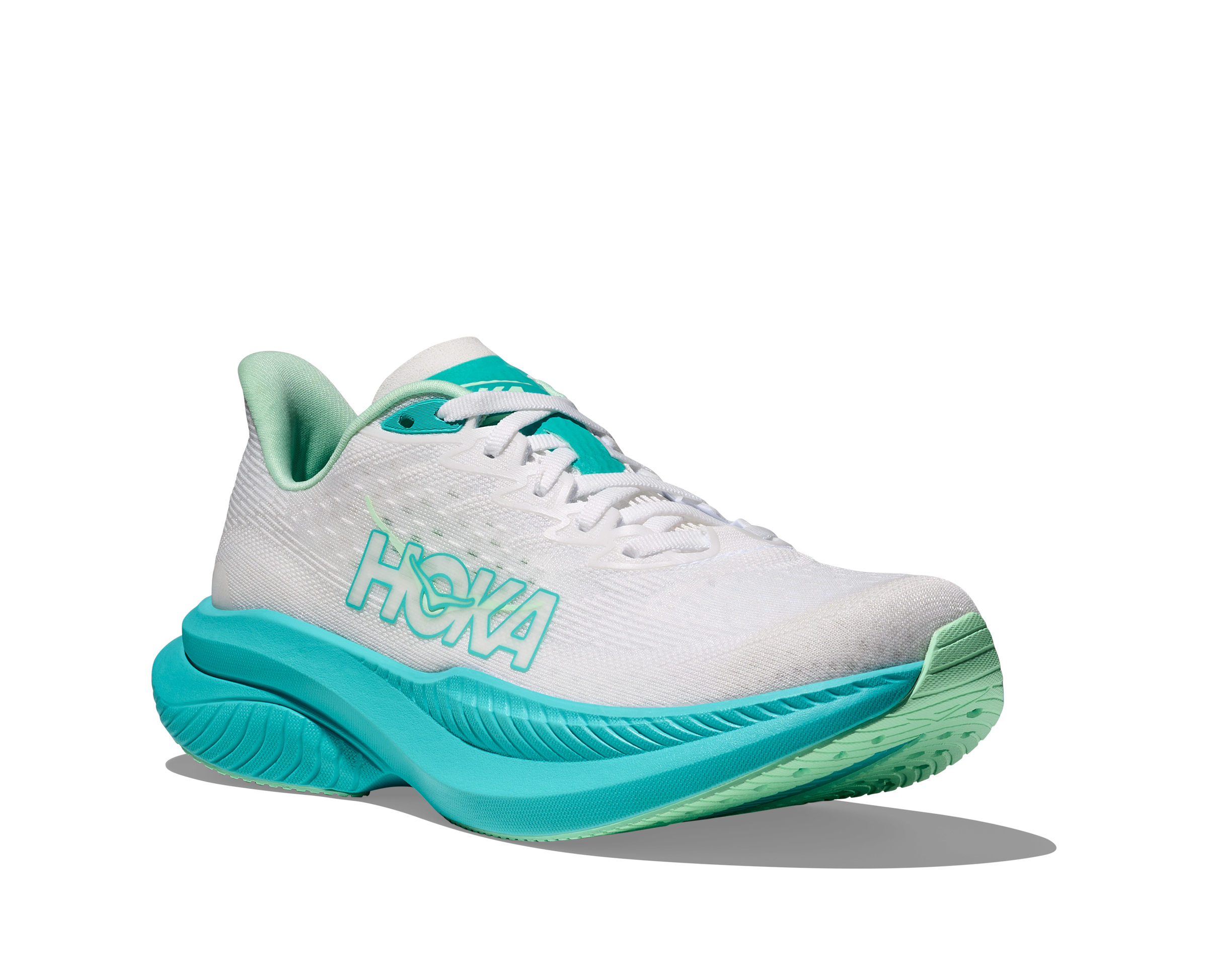 HOKA Women's Mach 6 - WHITE / CIELO BLUE