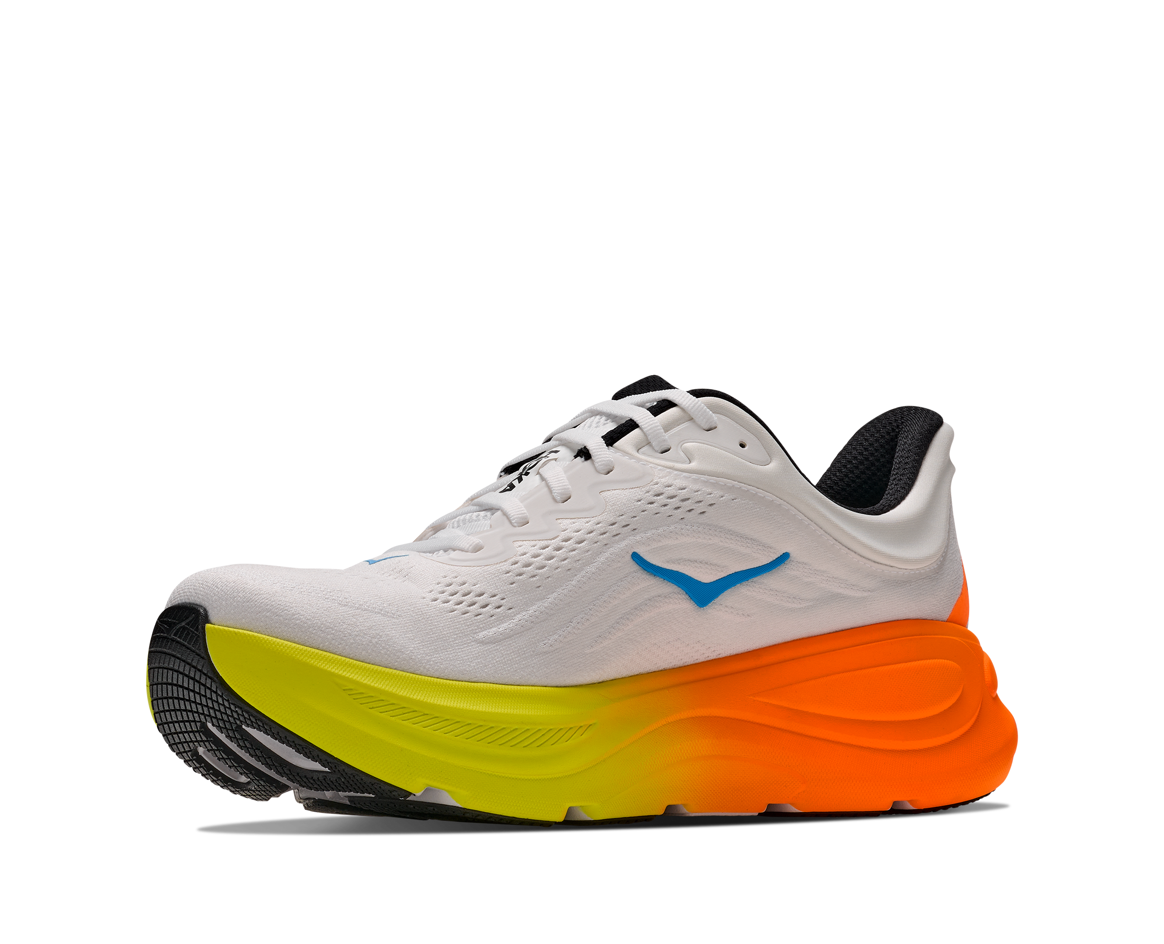 HOKA Men's Bondi 9 - WHITE / NEON TANGERINE (Wide)