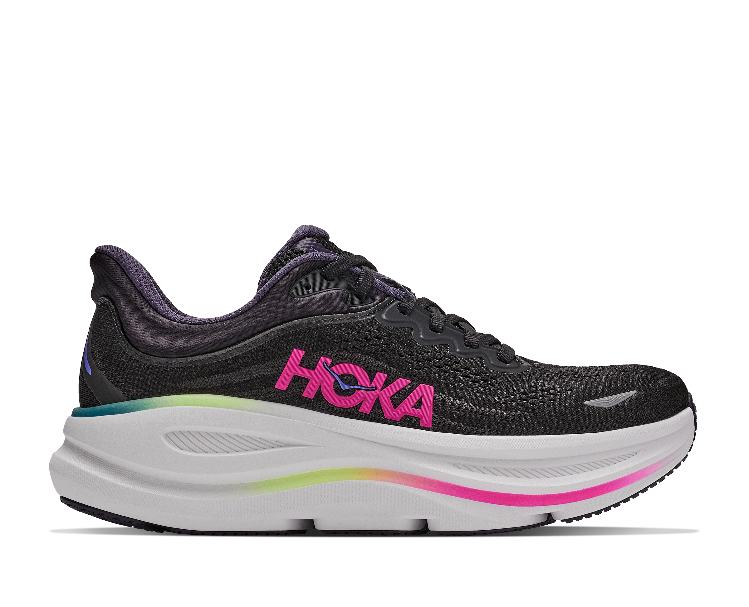 HOKA Women's Bondi 9 - BLACK / NEON DRAGONFRUIT