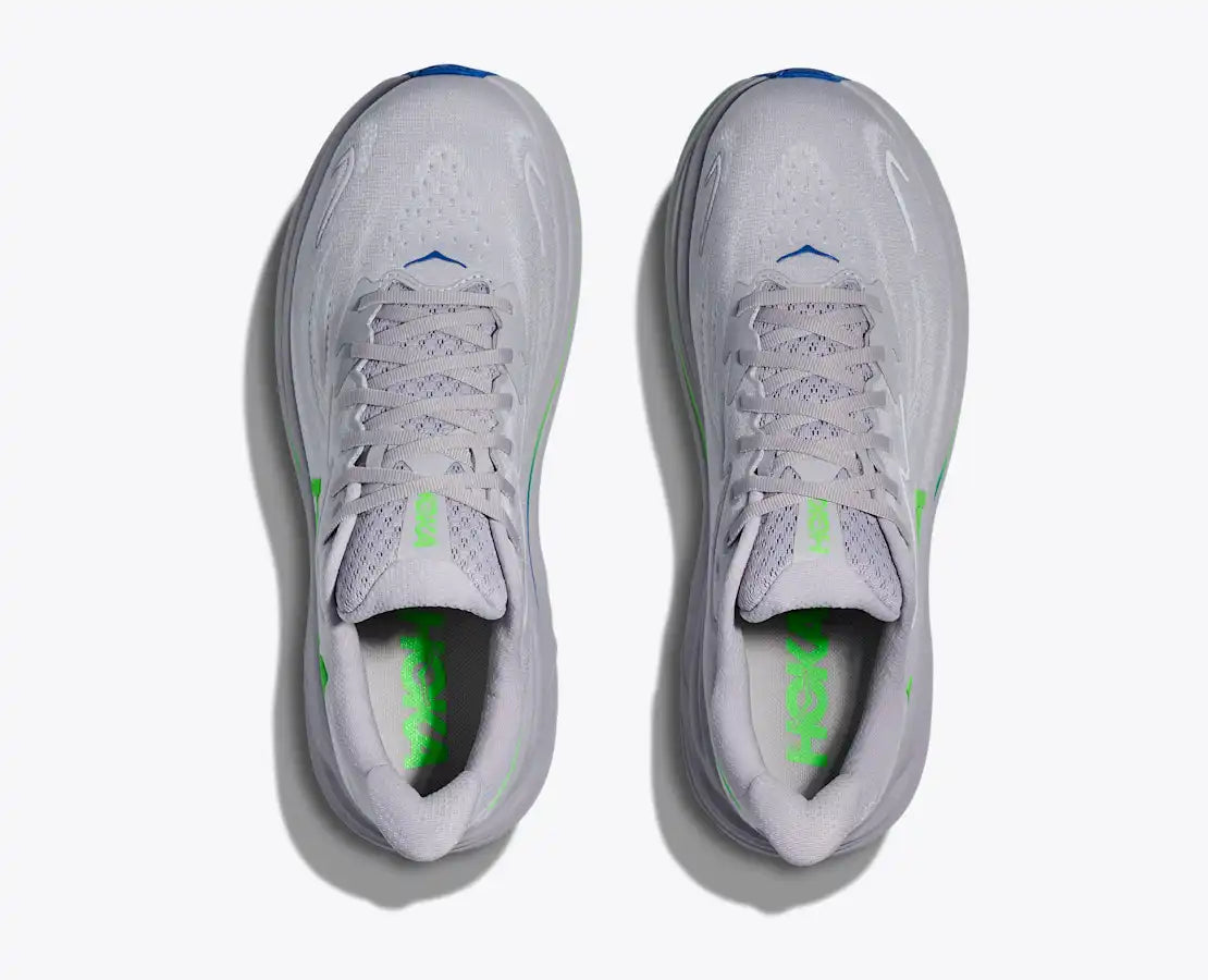 HOKA Men's Clifton 10 - ASH GREY / NEON GREEN