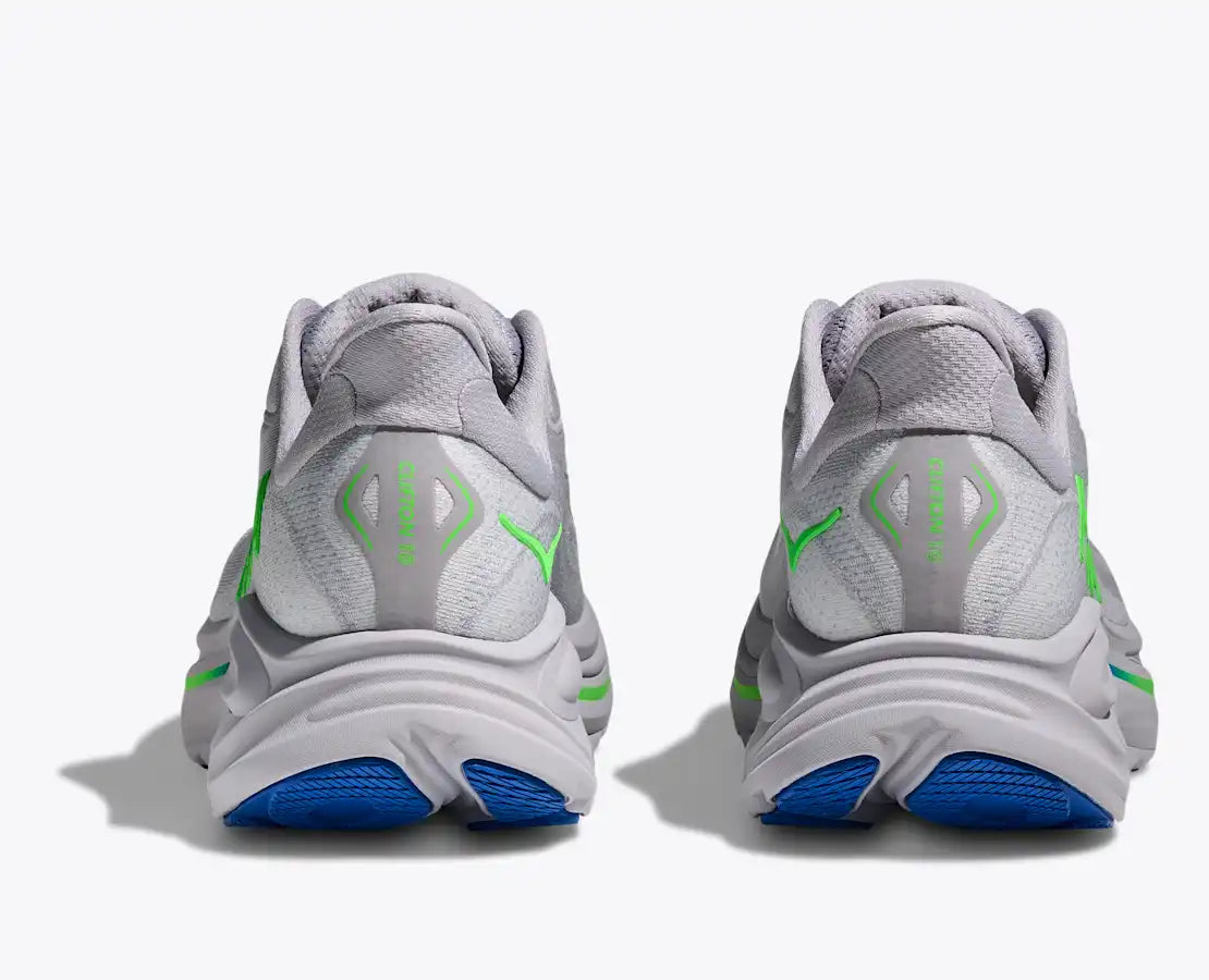 HOKA Men's Clifton 10 - ASH GREY / NEON GREEN