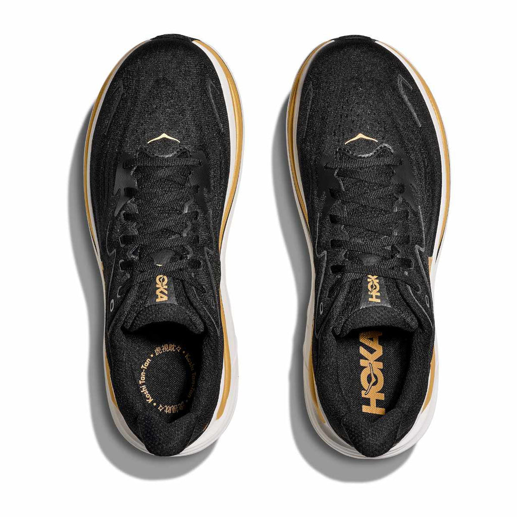 HOKA Men's Bondi 9 - CARBON BLACK / YELLOW GOLD (Wide)