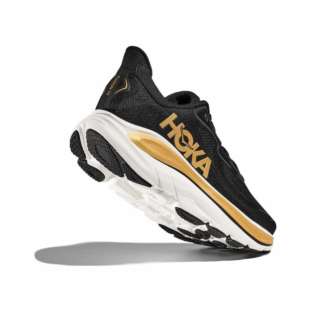 HOKA Men's Bondi 9 - CARBON BLACK / YELLOW GOLD (Wide)