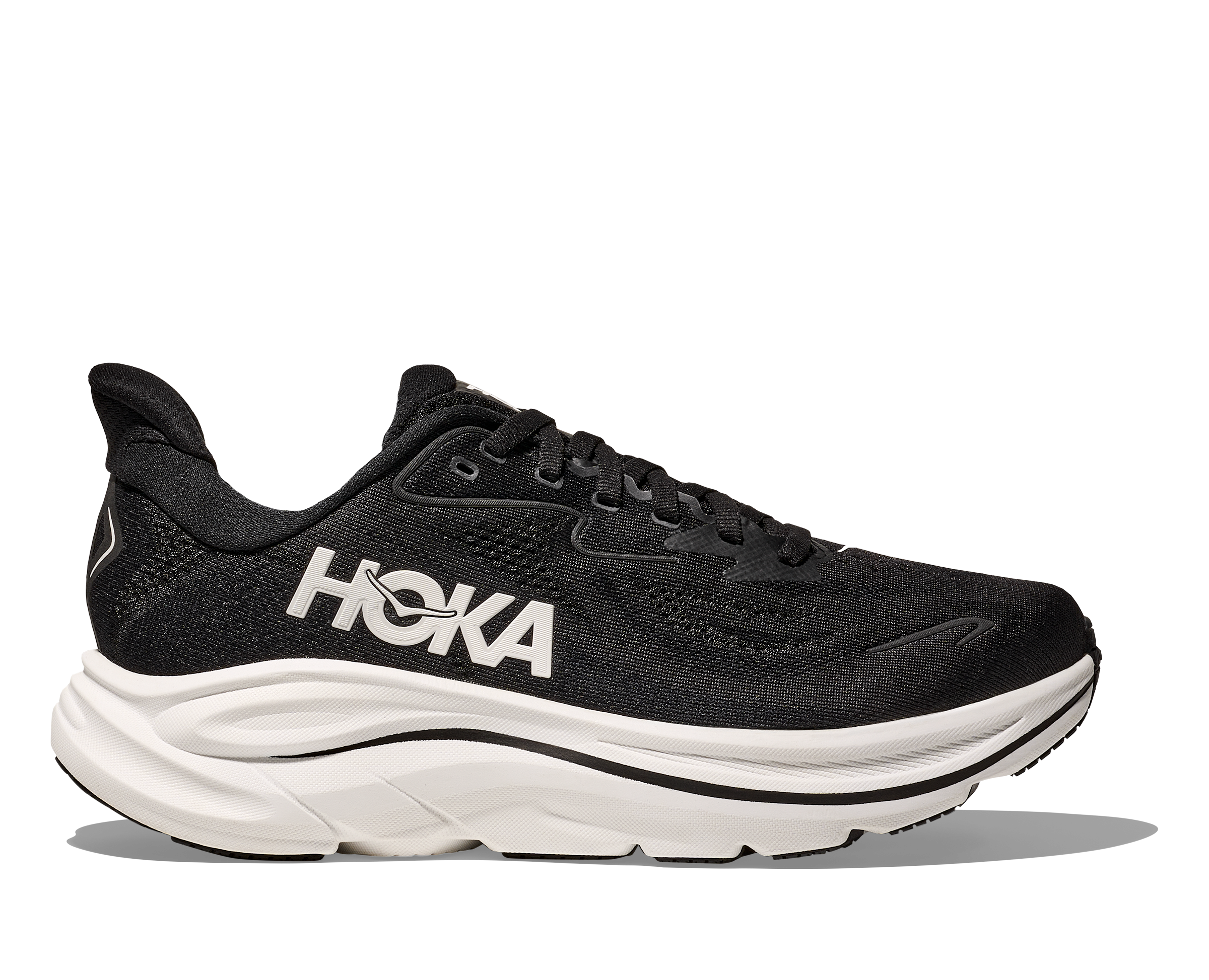 HOKA Men's Clifton 10 - BLACK / WHITE (Wide)