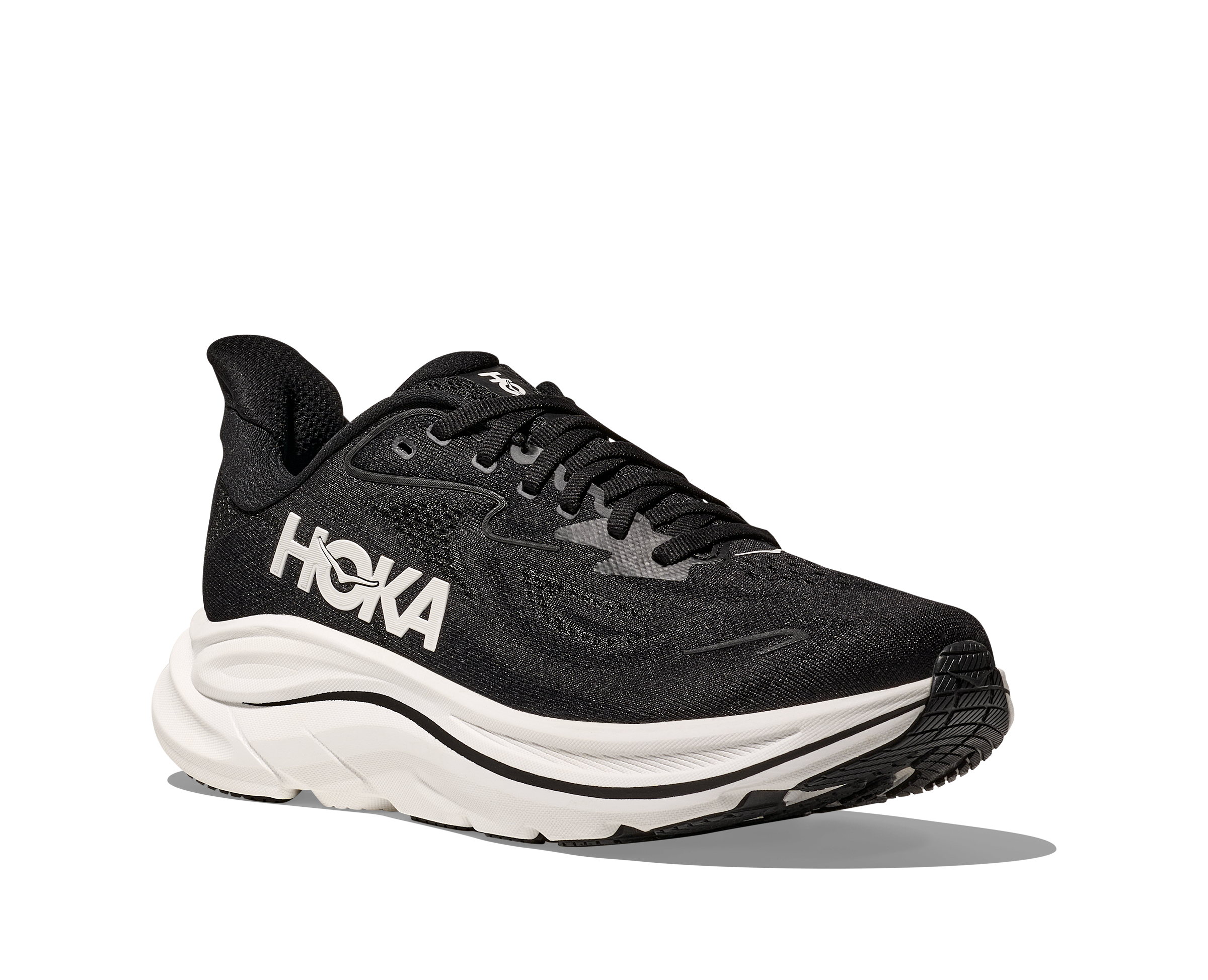 HOKA Men's Clifton 10 - BLACK / WHITE (Wide)