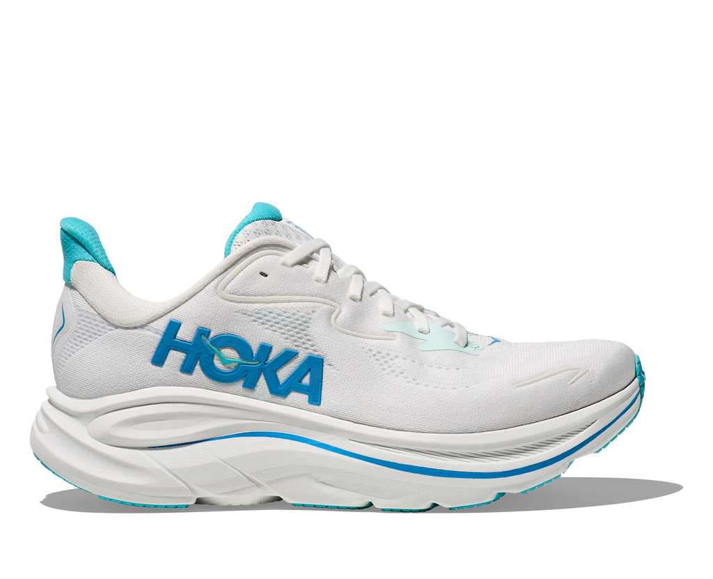 HOKA Men's Clifton 10 - WHITE / SKYWARD BLUE (Wide)