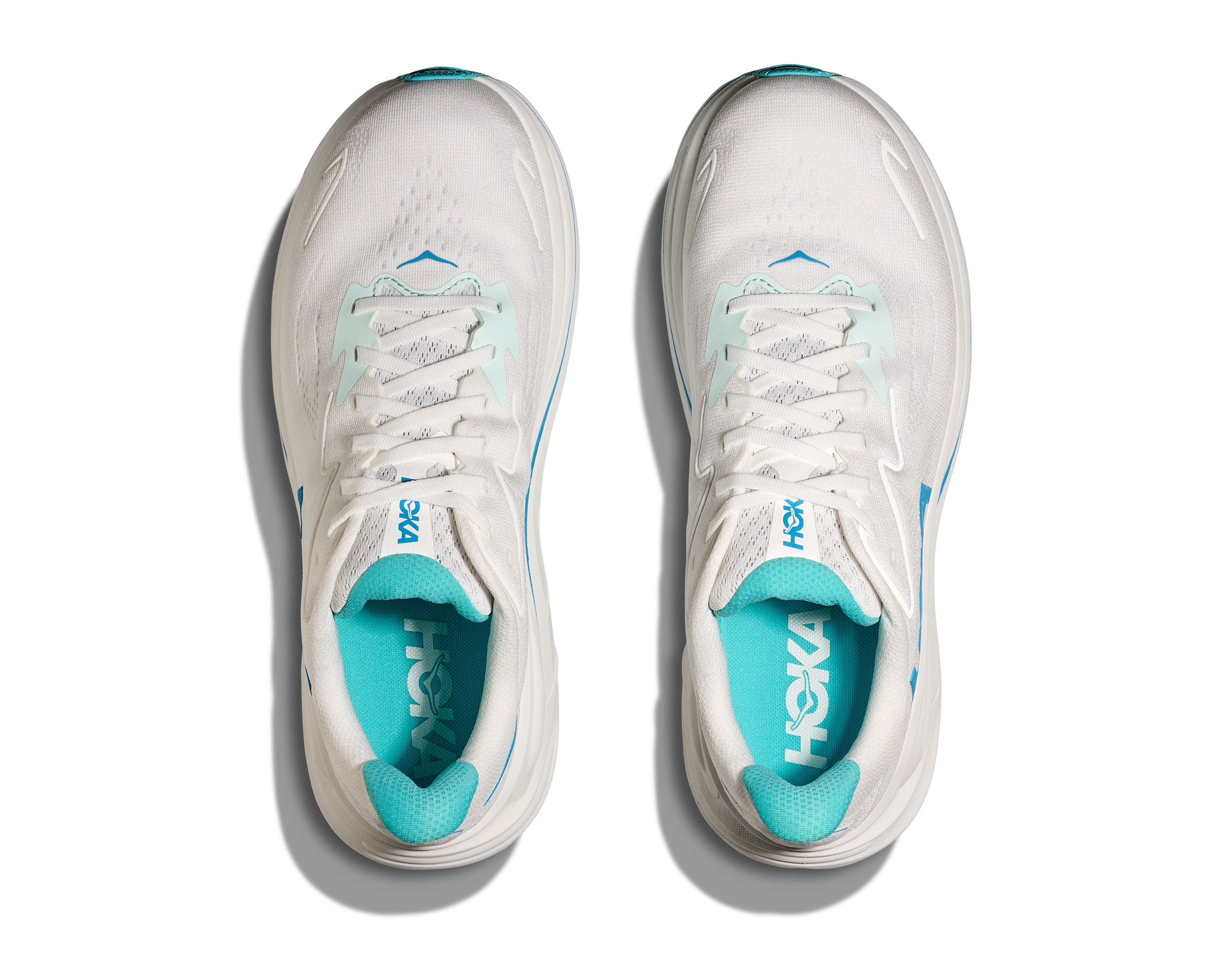 HOKA Men's Clifton 10 - WHITE / SKYWARD BLUE (Wide)