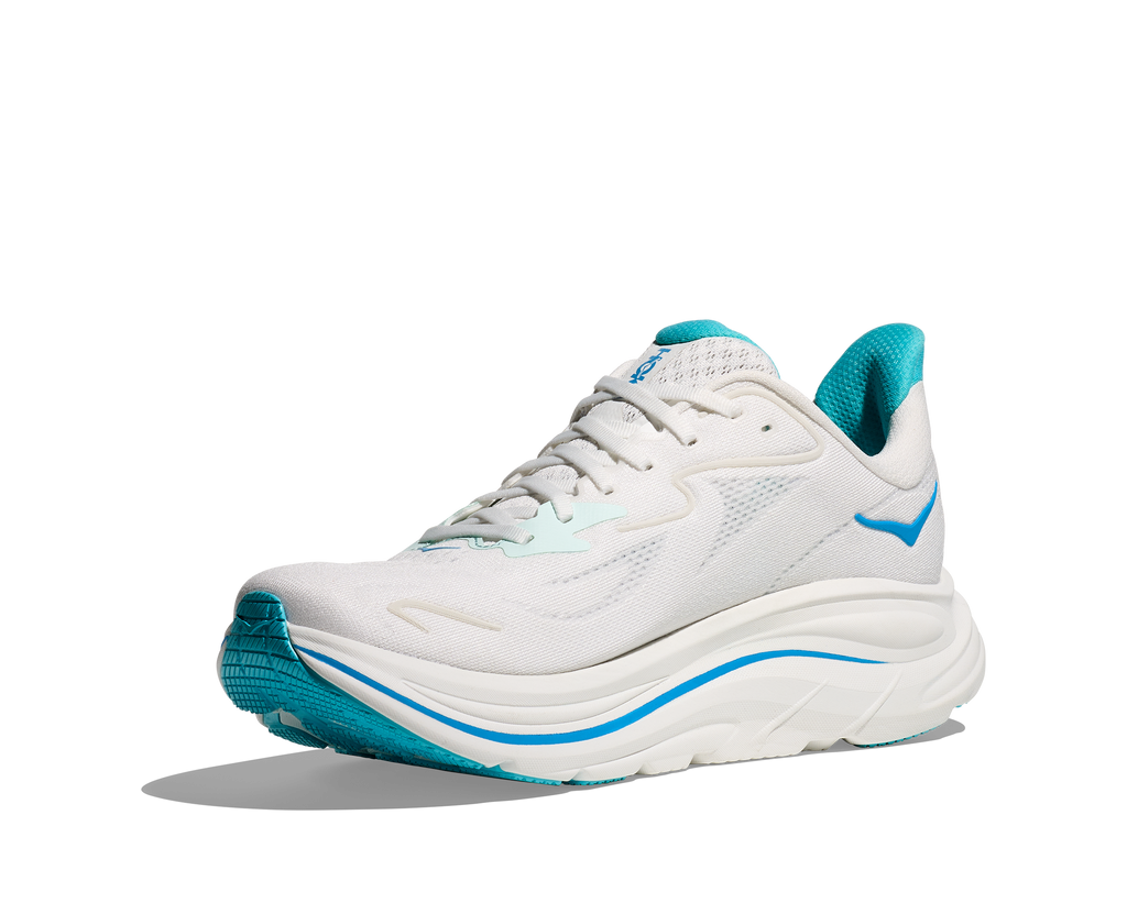 HOKA Men's Clifton 10 - WHITE / SKYWARD BLUE (Wide)
