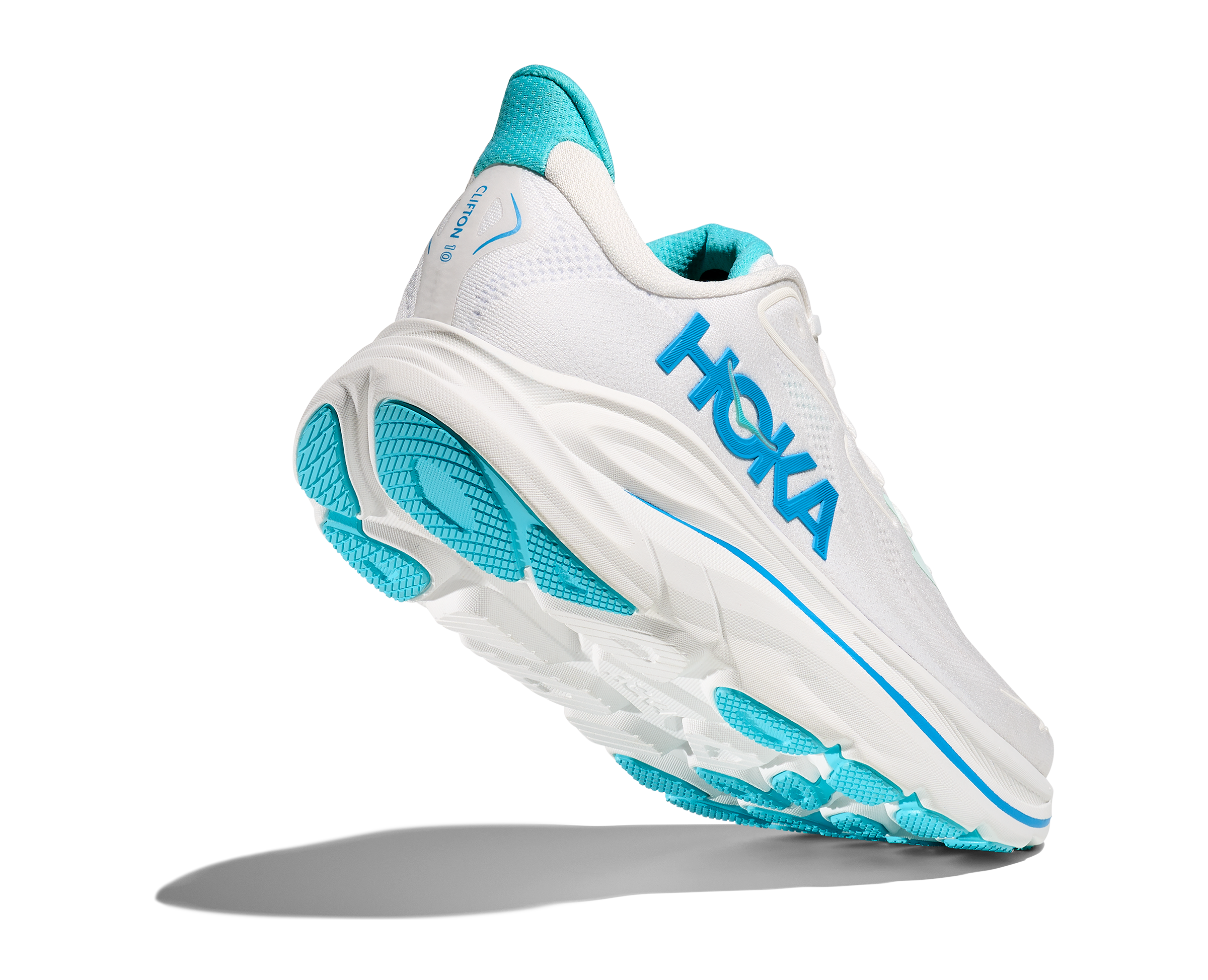 HOKA Men's Clifton 10 - WHITE / SKYWARD BLUE (Wide)