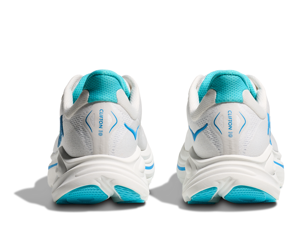 HOKA Men's Clifton 10 - WHITE / SKYWARD BLUE (Wide)