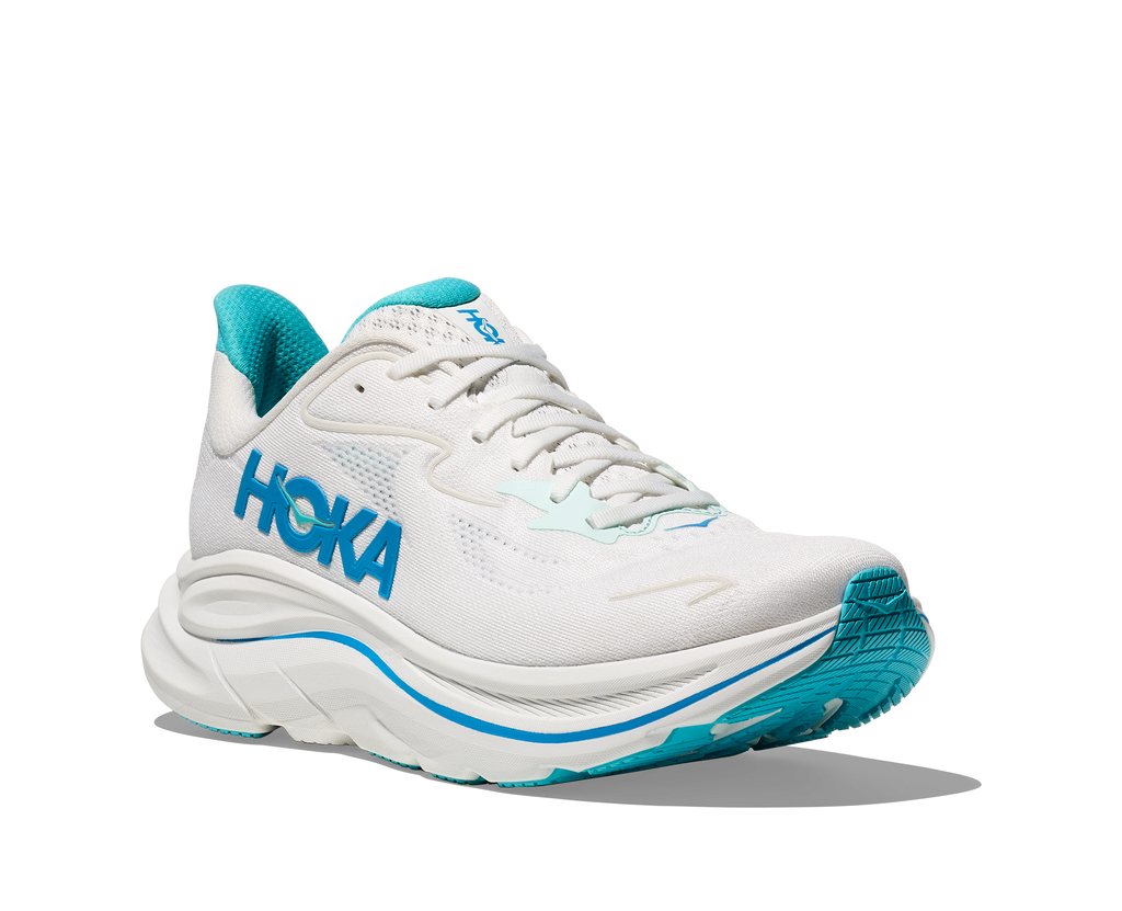 HOKA Men's Clifton 10 - WHITE / SKYWARD BLUE (Wide)