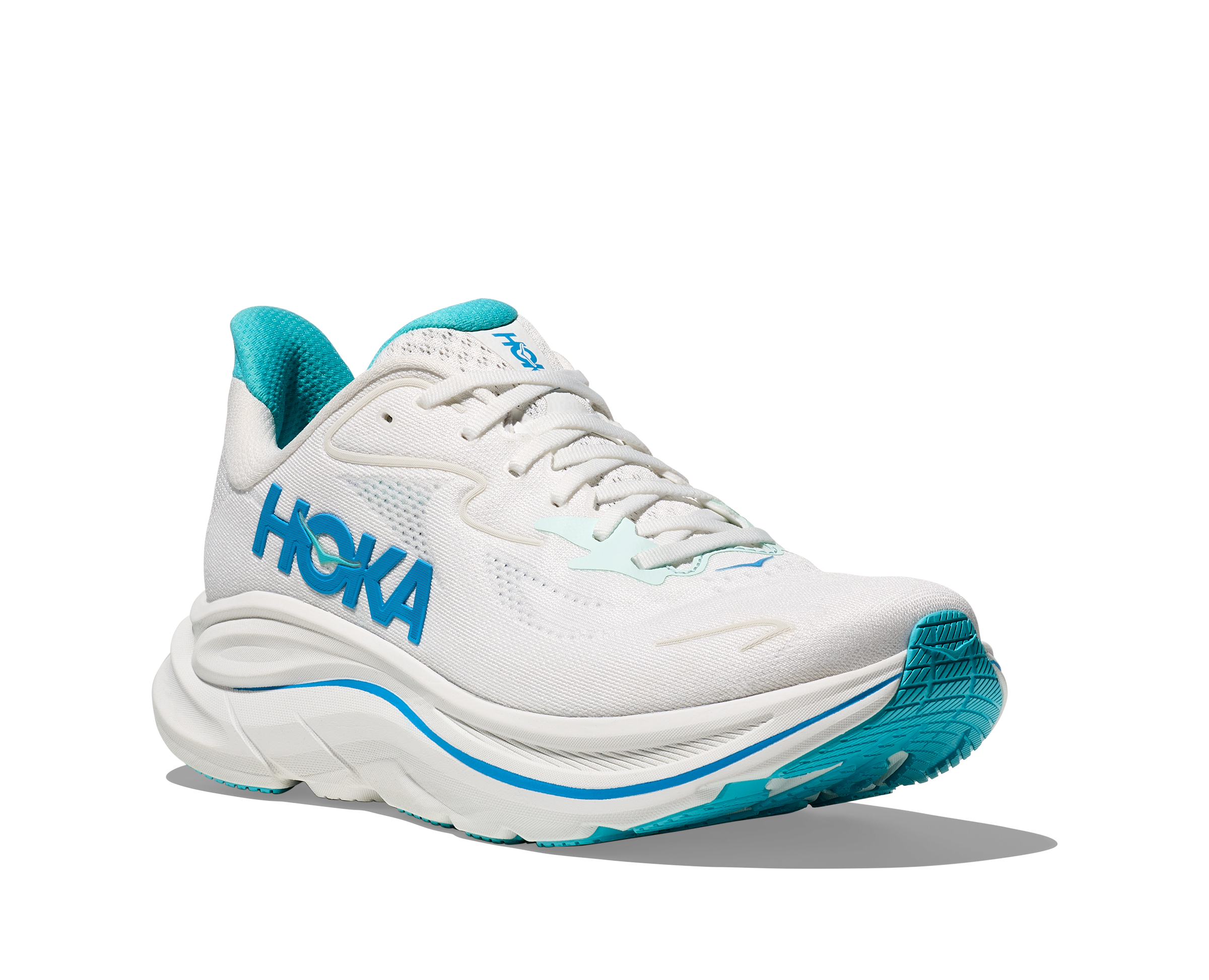 HOKA Men's Clifton 10 - WHITE / SKYWARD BLUE (Wide)