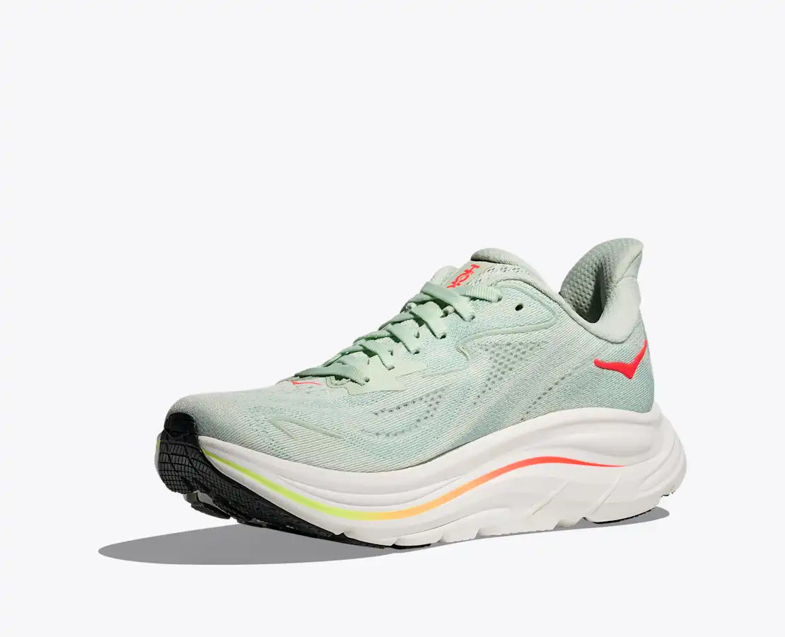 HOKA Women's Clifton 10 - SEA GLASS / NEON FLAME (Wide)