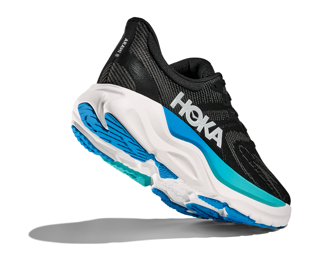 HOKA Men's Arahi 8 - BLACK / SKYWARD BLUE (Wide)