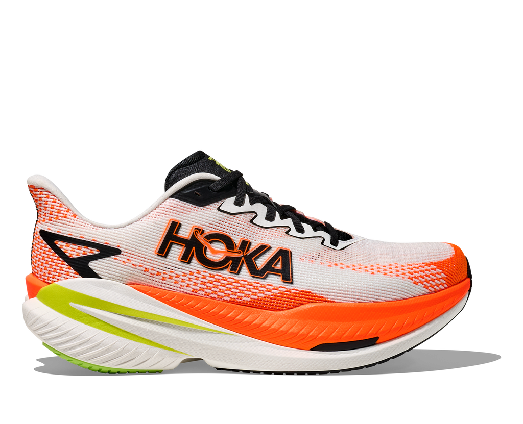 HOKA Men's Mach X 3 - WHITE / NEON TANGERINE