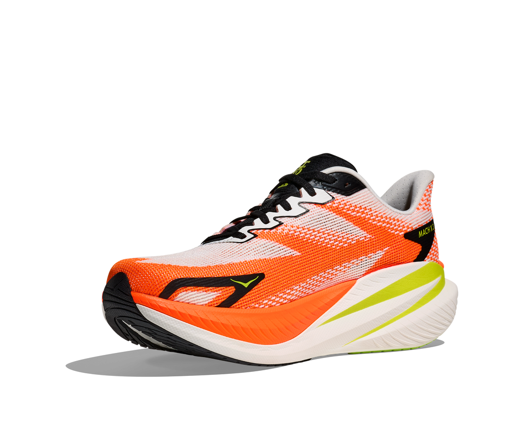 HOKA Men's Mach X 3 - WHITE / NEON TANGERINE