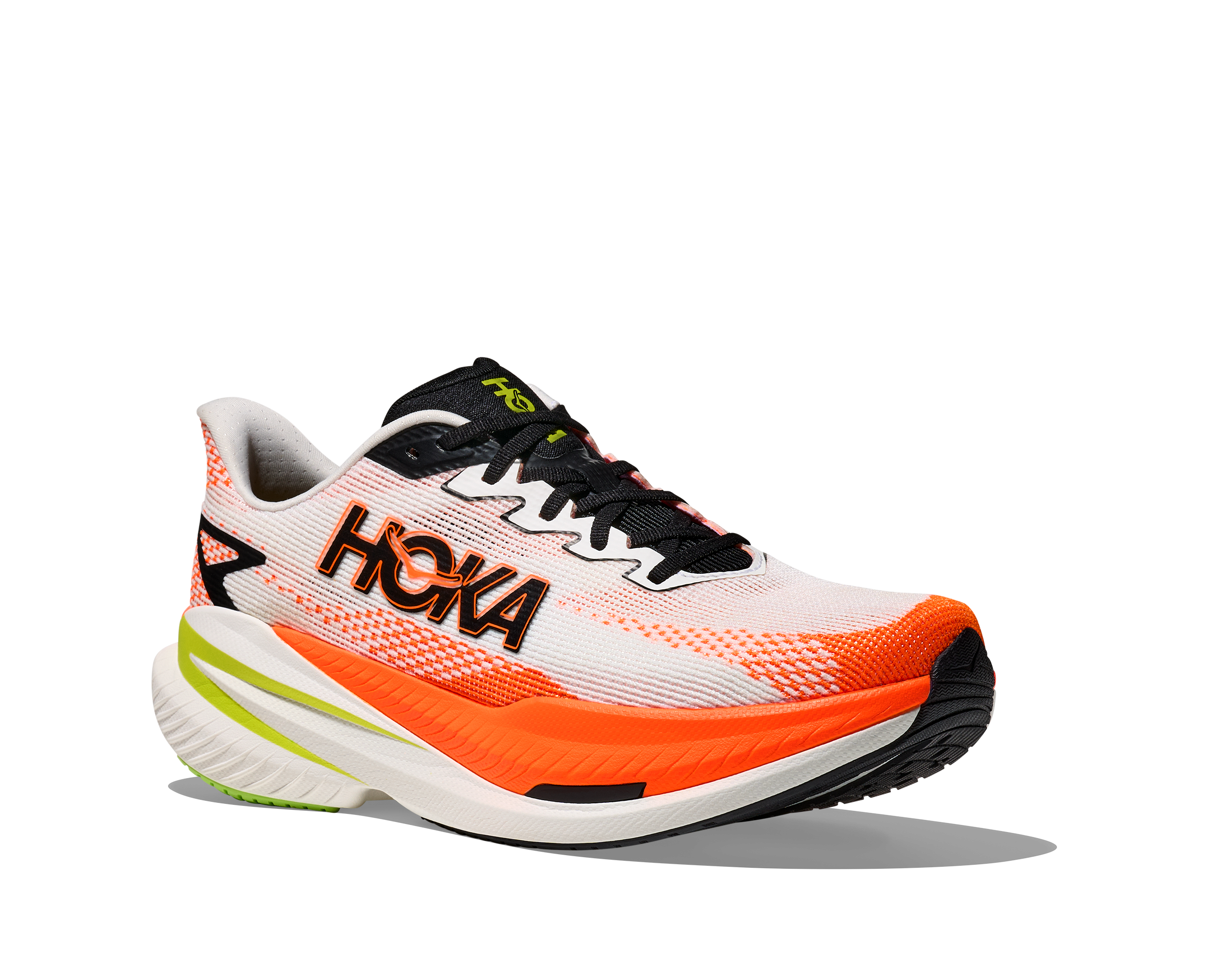 HOKA Men's Mach X 3 - WHITE / NEON TANGERINE