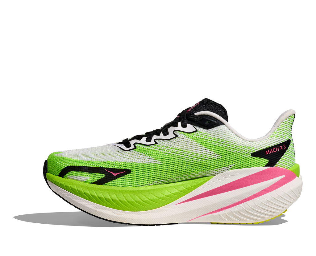 HOKA Women's Mach X 3 - WHITE / NEON LIME