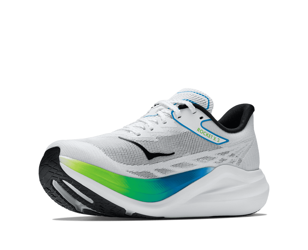 HOKA Unisex Rocket X 3 - FROST / ELECTRIC LIME