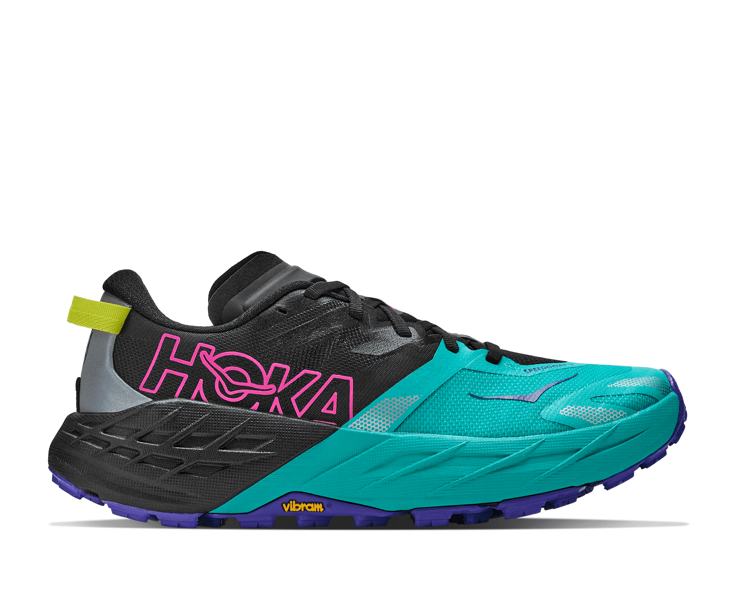 HOKA Women's Speedgoat 7 - BLACK / ELECTRIC AQUA