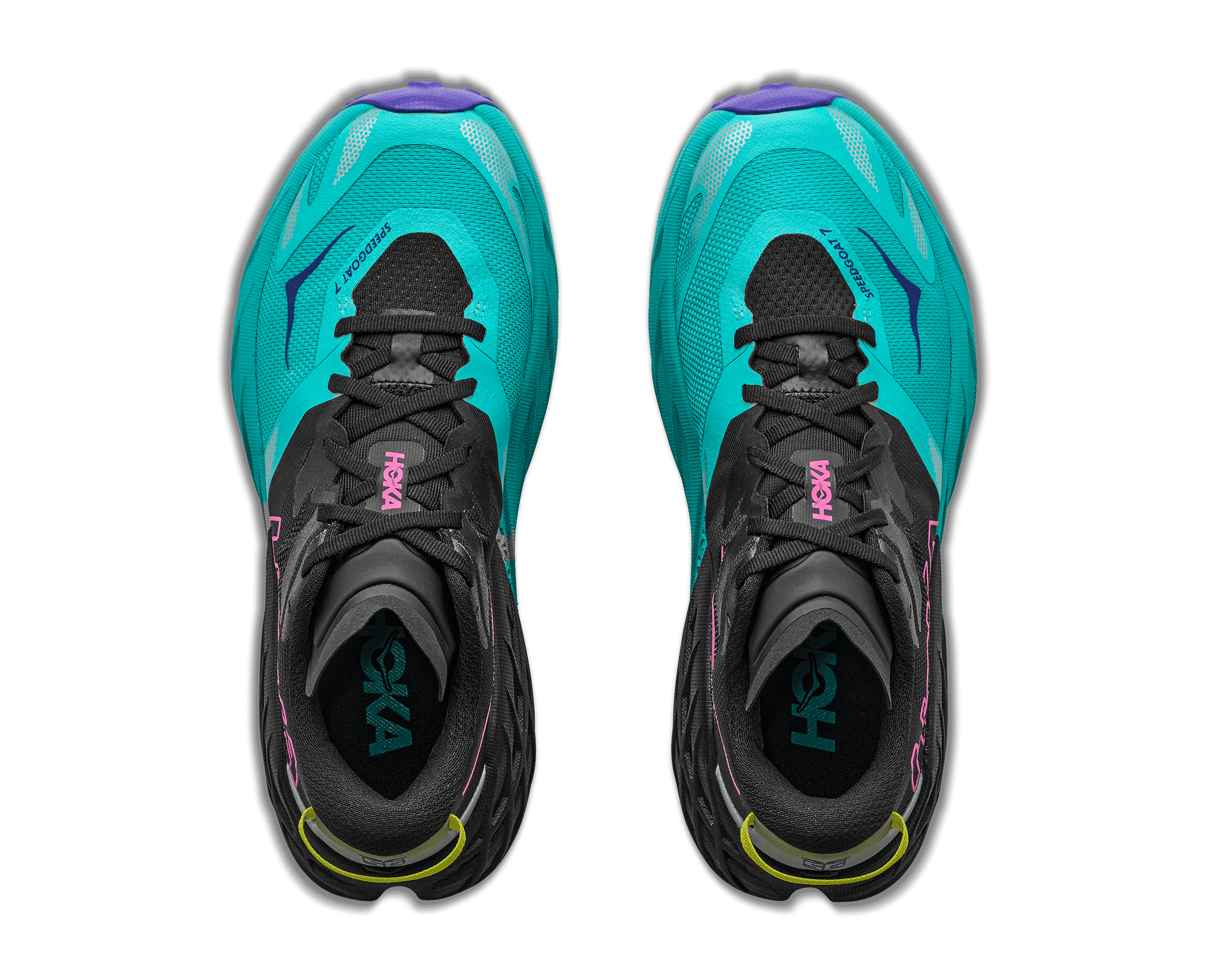HOKA Women's Speedgoat 7 - BLACK / ELECTRIC AQUA