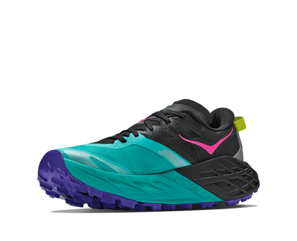 HOKA Women's Speedgoat 7 - BLACK / ELECTRIC AQUA
