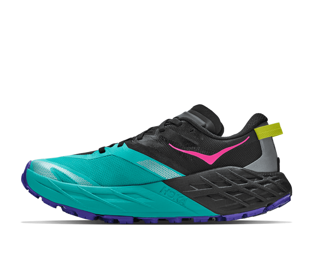 HOKA Women's Speedgoat 7 - BLACK / ELECTRIC AQUA