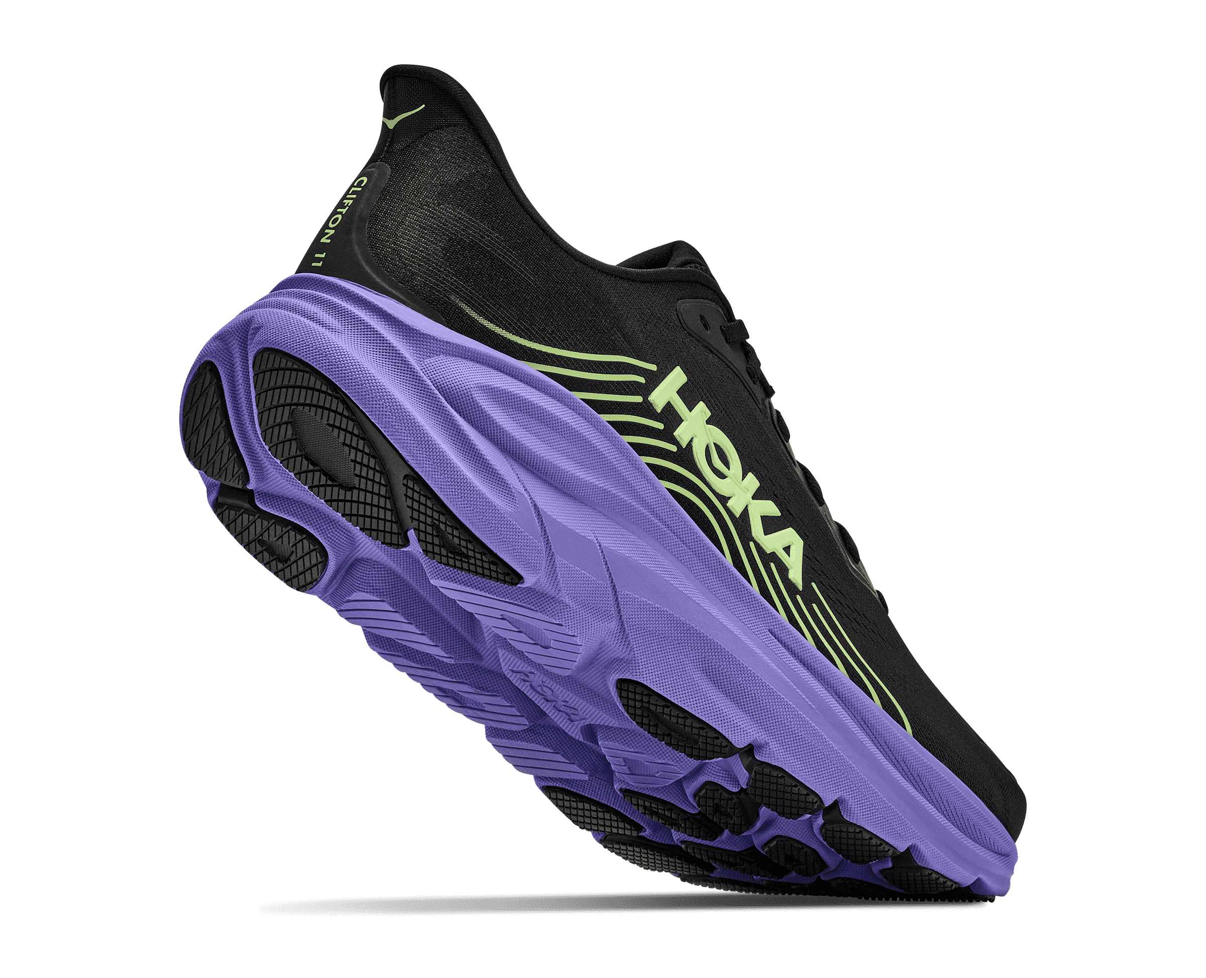 HOKA Men's Clifton 11 - BLACK / NEON YUZU