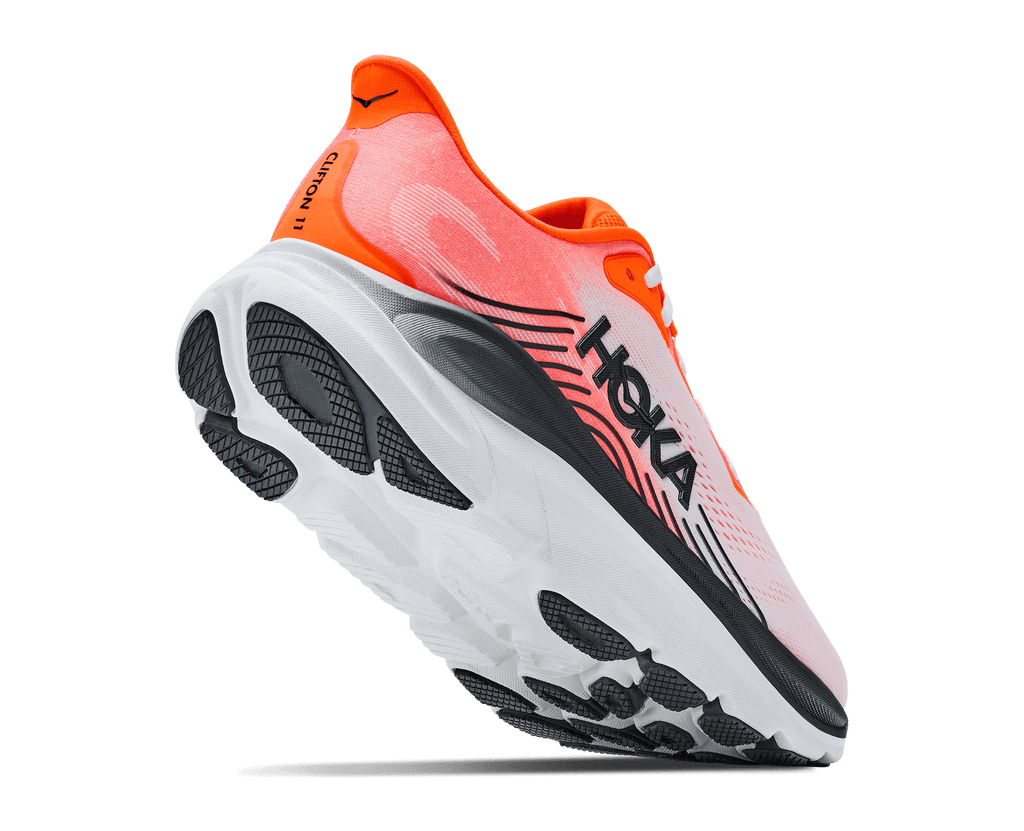 HOKA Men's Clifton 11 - NEON TANGERINE / FROST (Wide)