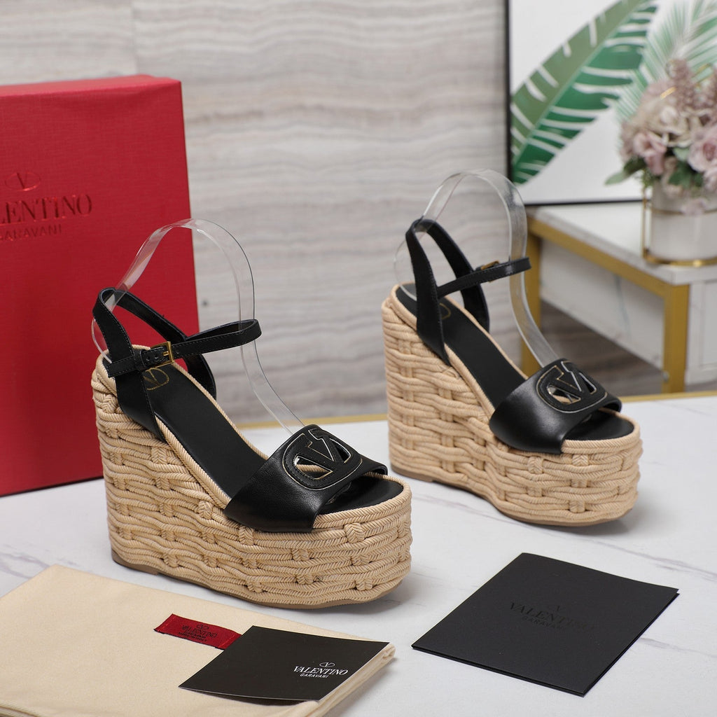 VL Flatform Sandal 15mm In Black Cowhide 456398