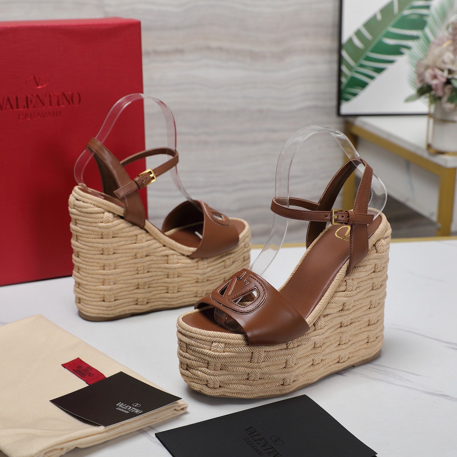VL Flatform Sandal 15mm In Brown Cowhide 456397
