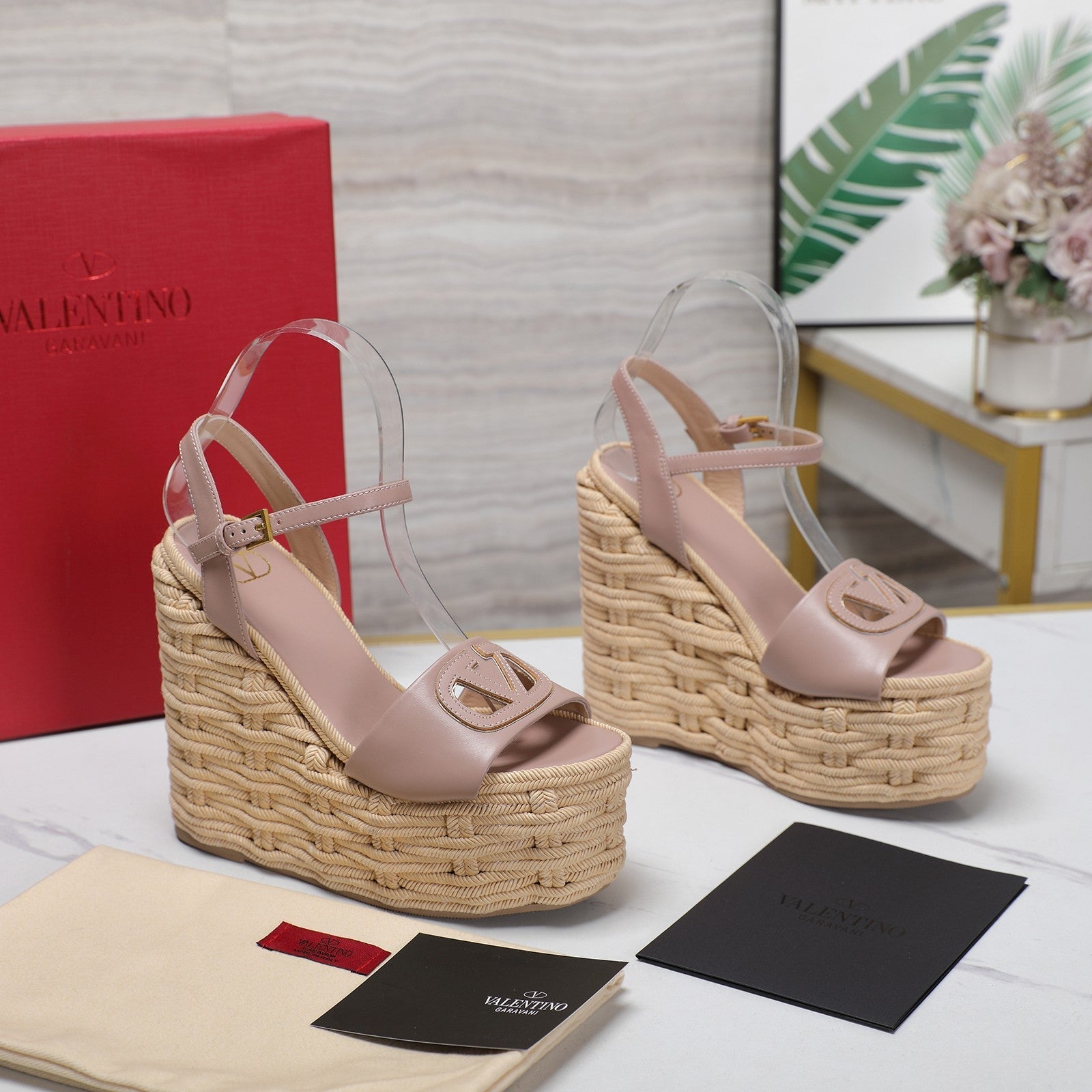 VL Flatform Sandal 15mm In Pinky Nude Cowhide 456396
