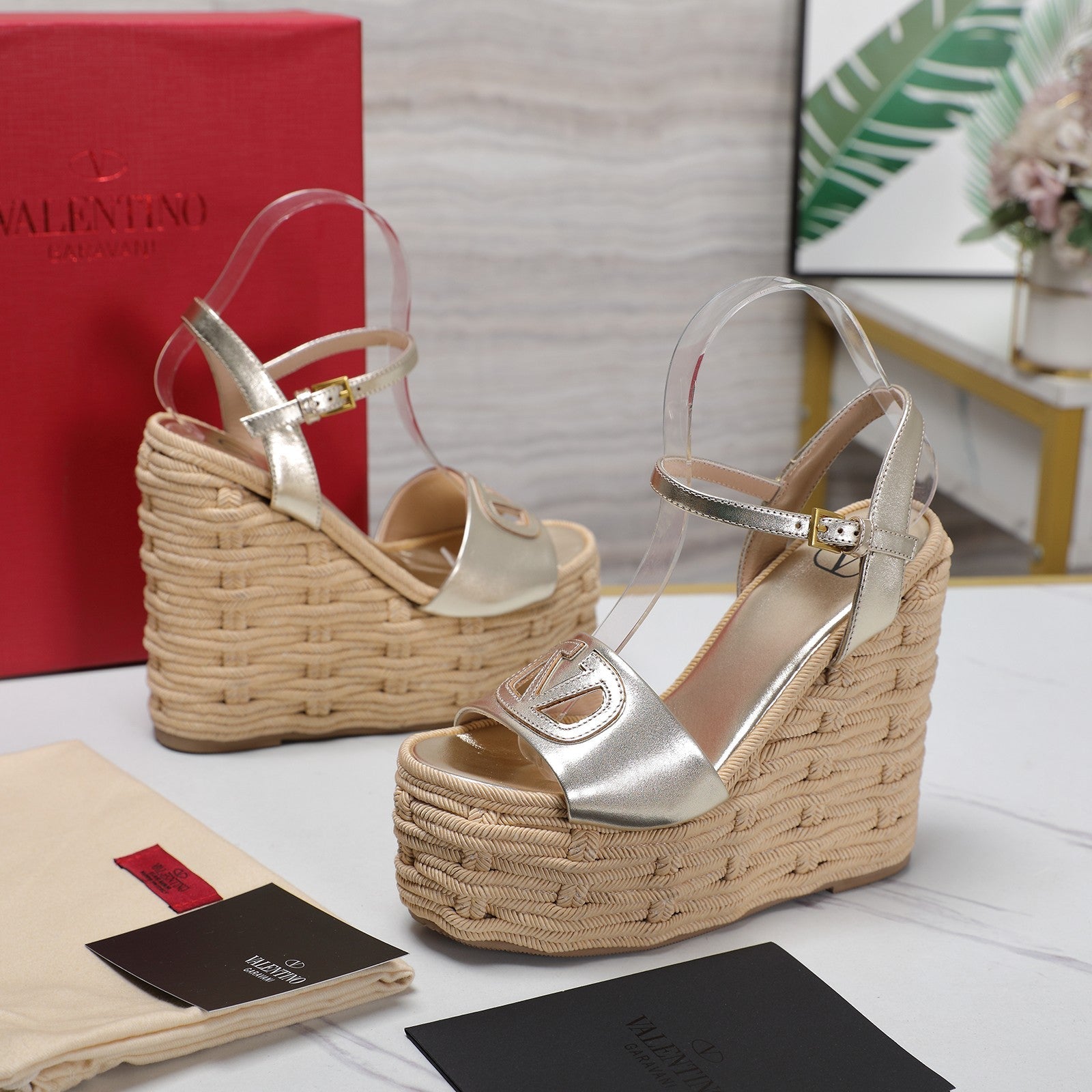 VL Flatform Sandal 15mm In Silver Cowhide 456394