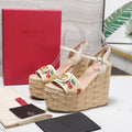 VL Flatform Sandal 15mm In White Cherry Embroidery Cowhide 456391