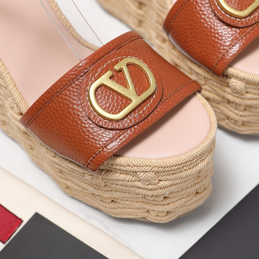 VL Flatform Sandal 15mm In Brown Cowhide GHW 456389