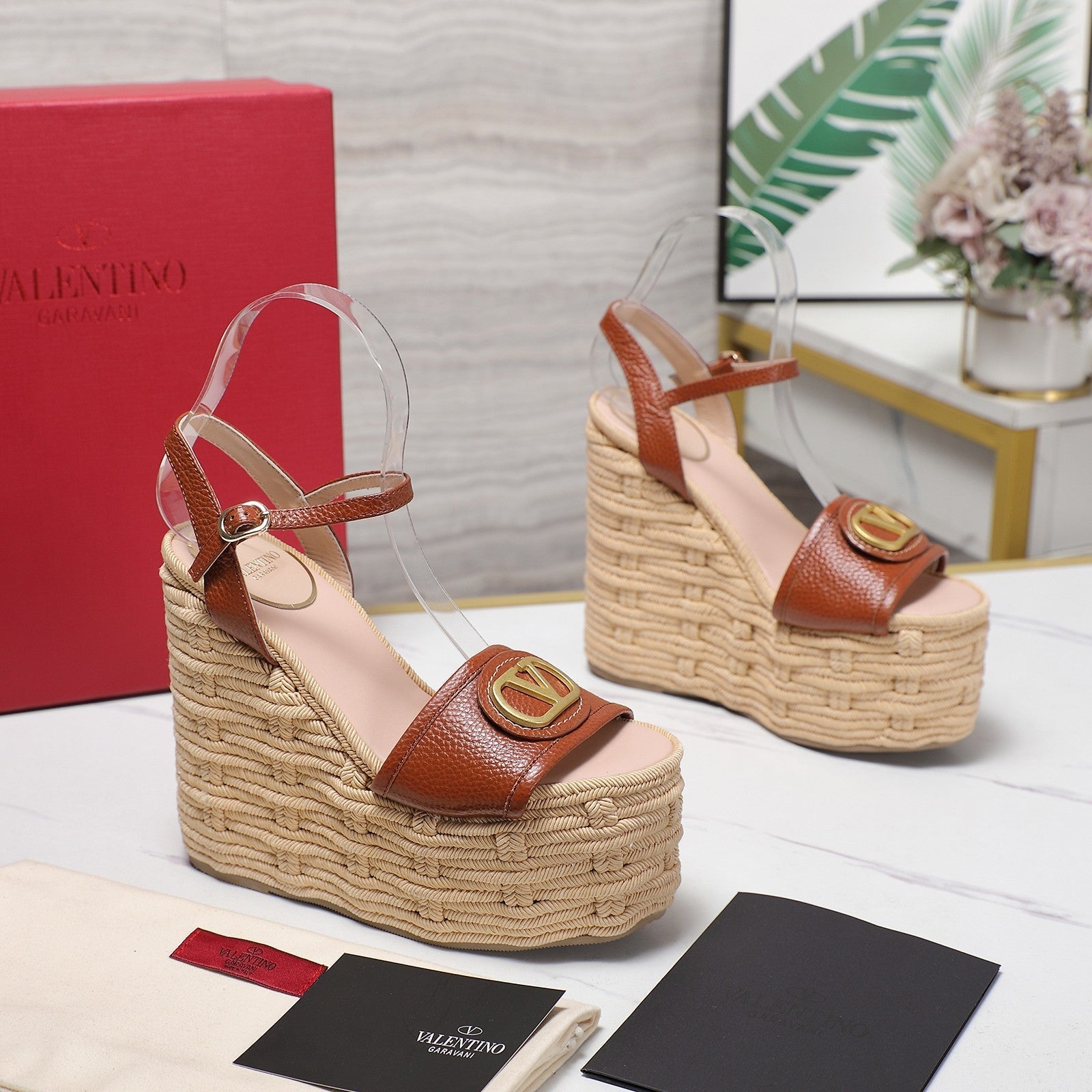 VL Flatform Sandal 15mm In Brown Cowhide GHW 456389