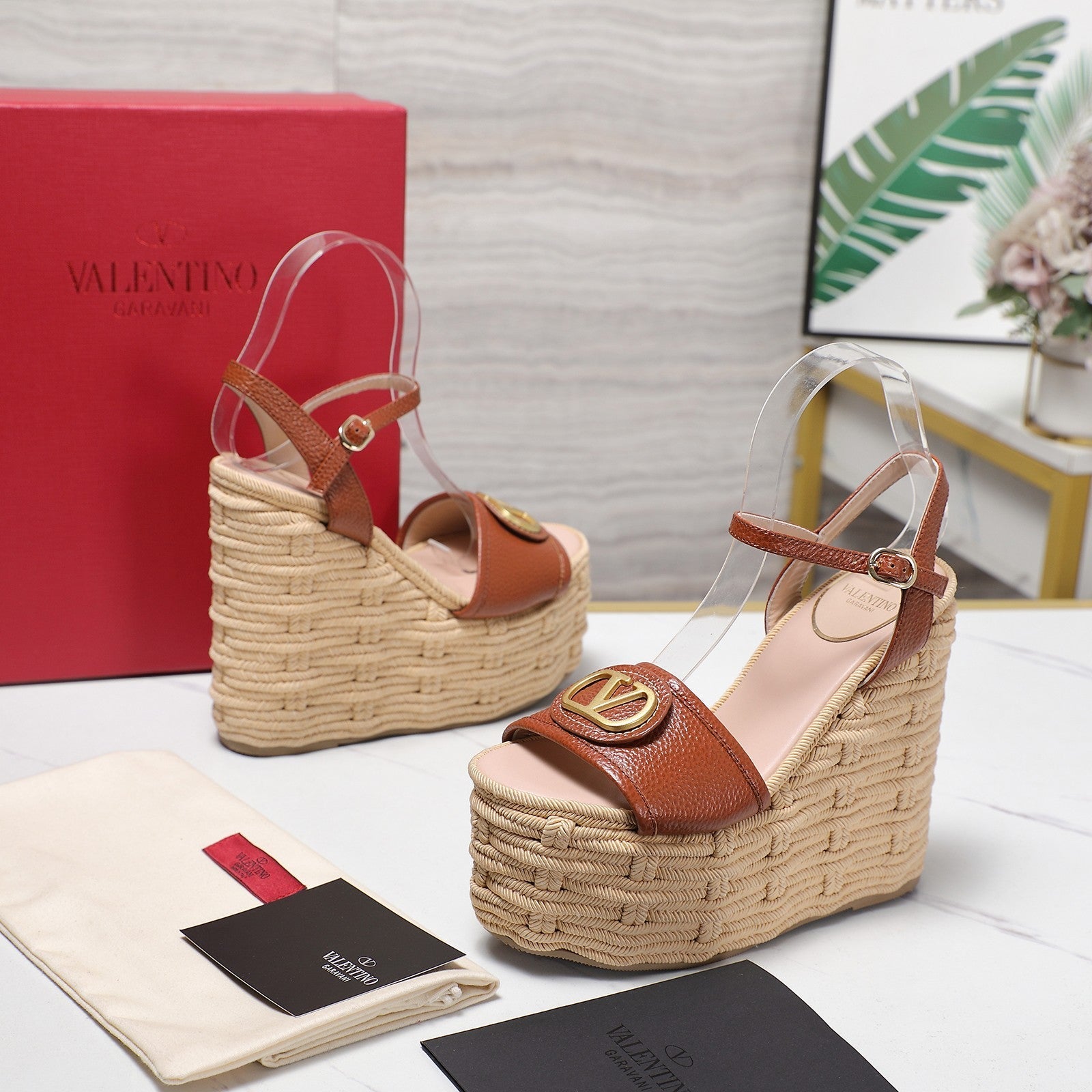 VL Flatform Sandal 15mm In Brown Cowhide GHW 456389