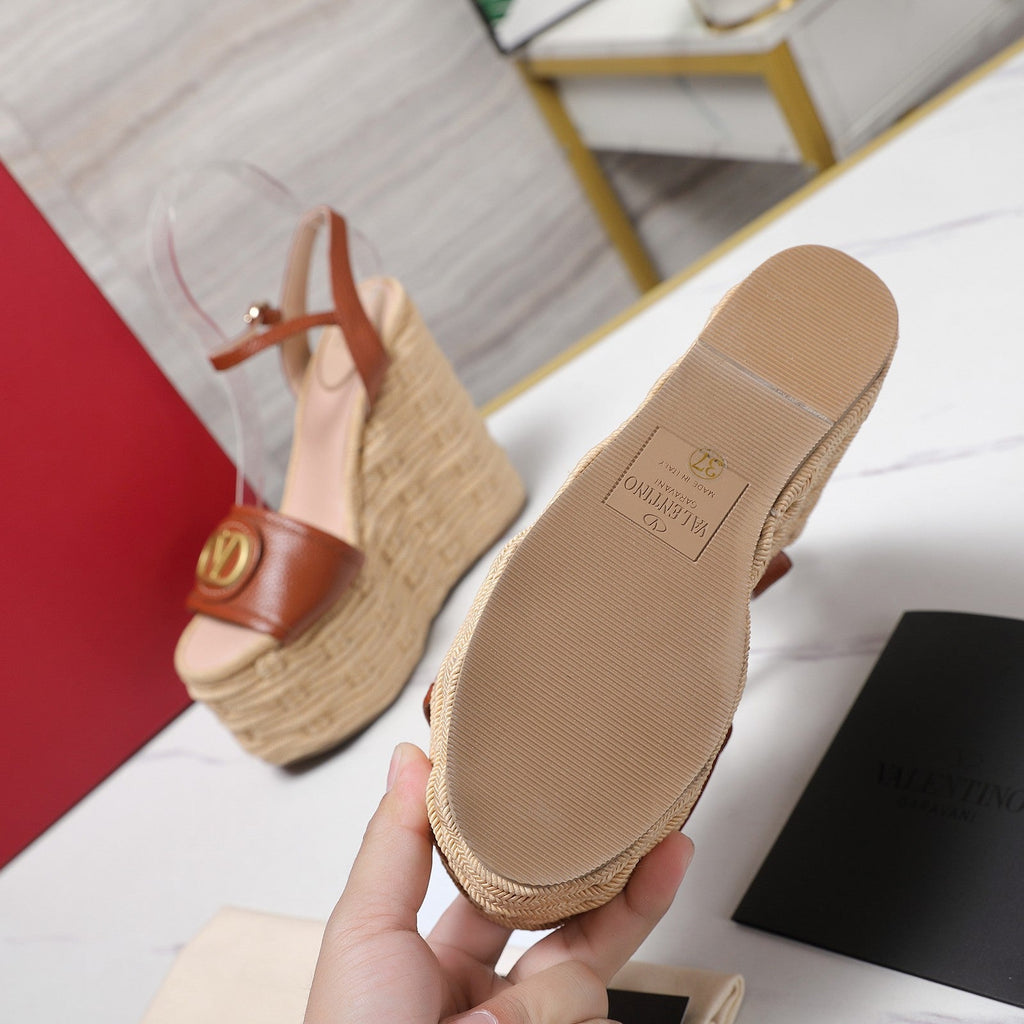 VL Flatform Sandal 15mm In Brown Cowhide GHW 456389